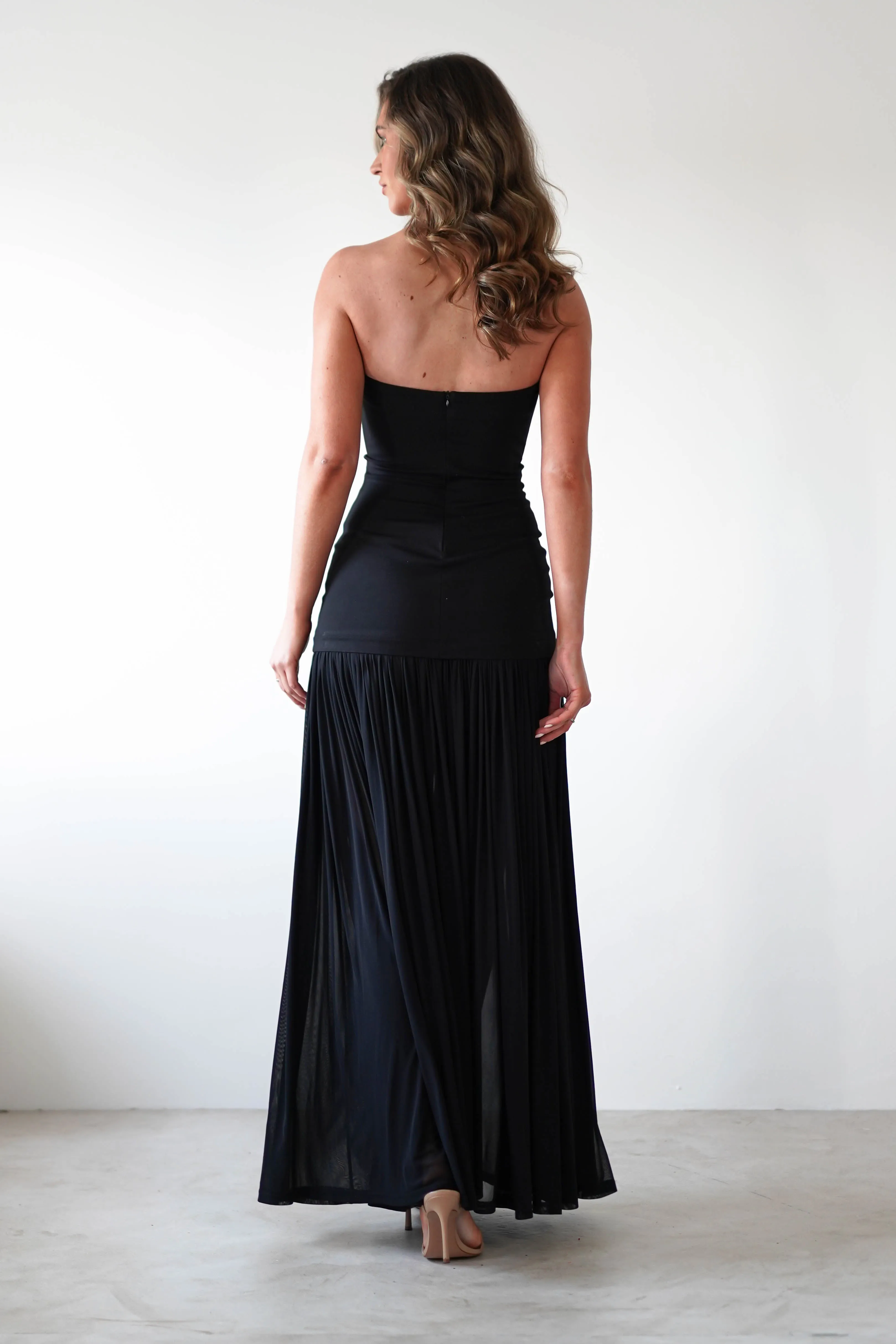 Mel Strapless Chiffon Skirt Maxi Dress  dress,evening dress,graduation dress,party dress,birthday dress,beautiful dress,dress,summer dress,beautiful dressBlack
