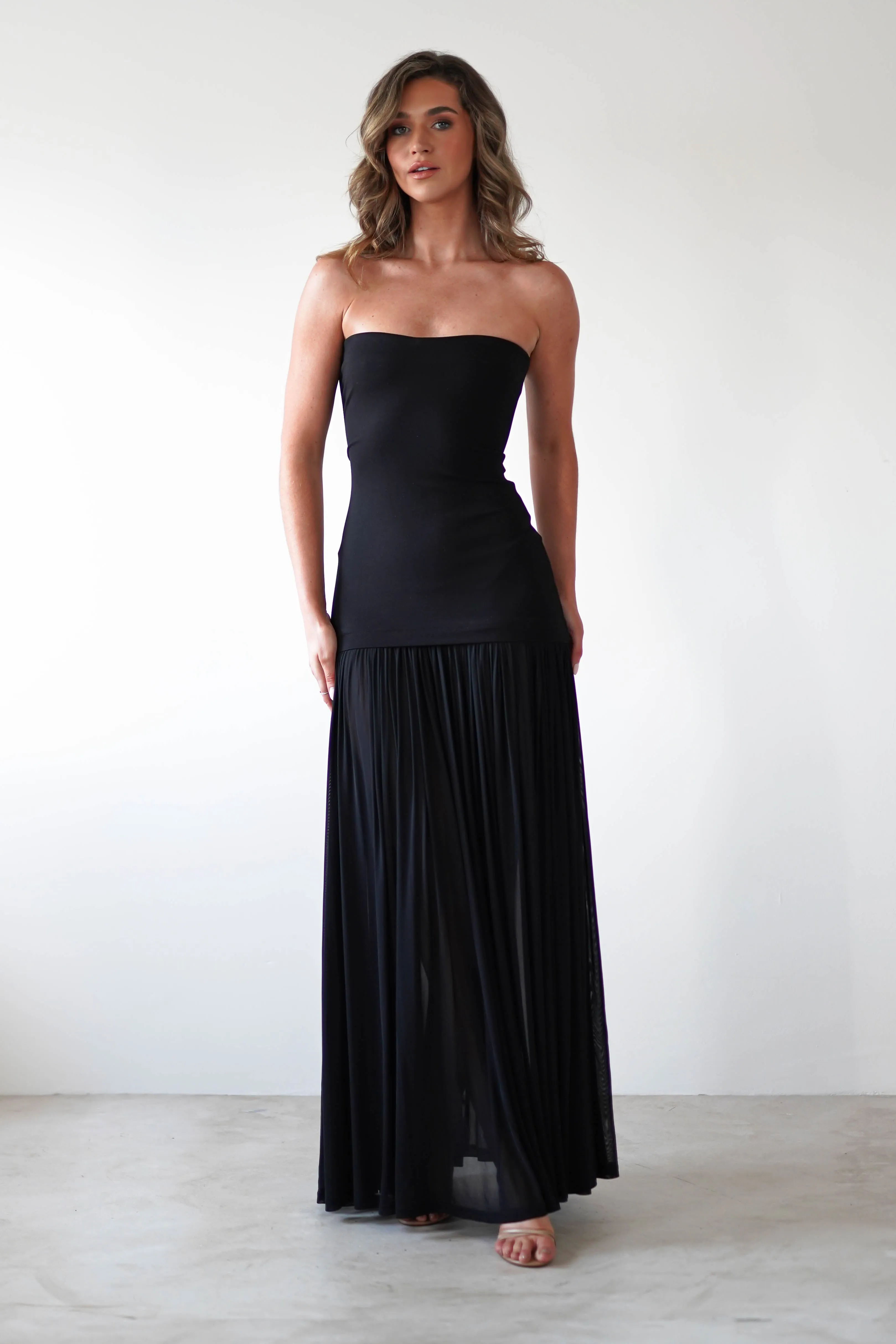 Mel Strapless Chiffon Skirt Maxi Dress  dress,evening dress,graduation dress,party dress,birthday dress,beautiful dress,dress,summer dress,beautiful dressBlack