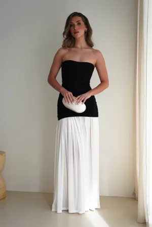 Mel Strapless Chiffon Skirt Maxi Dress  dress,evening dress,graduation dress,party dress,birthday dress,beautiful dress,dress,summer dress,beautiful dressBlack/White