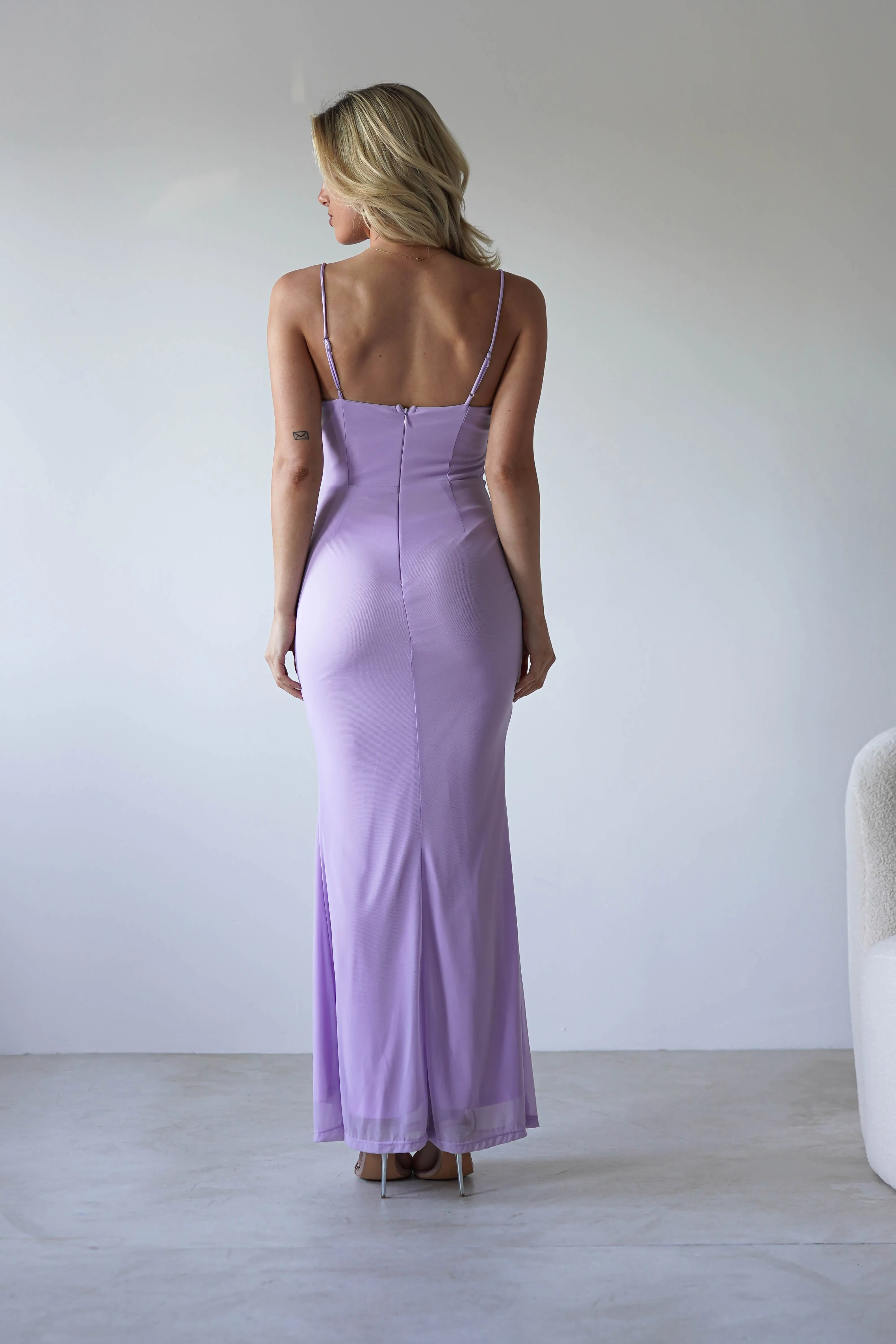 Melrose Mesh Shell Detail Maxi Dress | Lilac