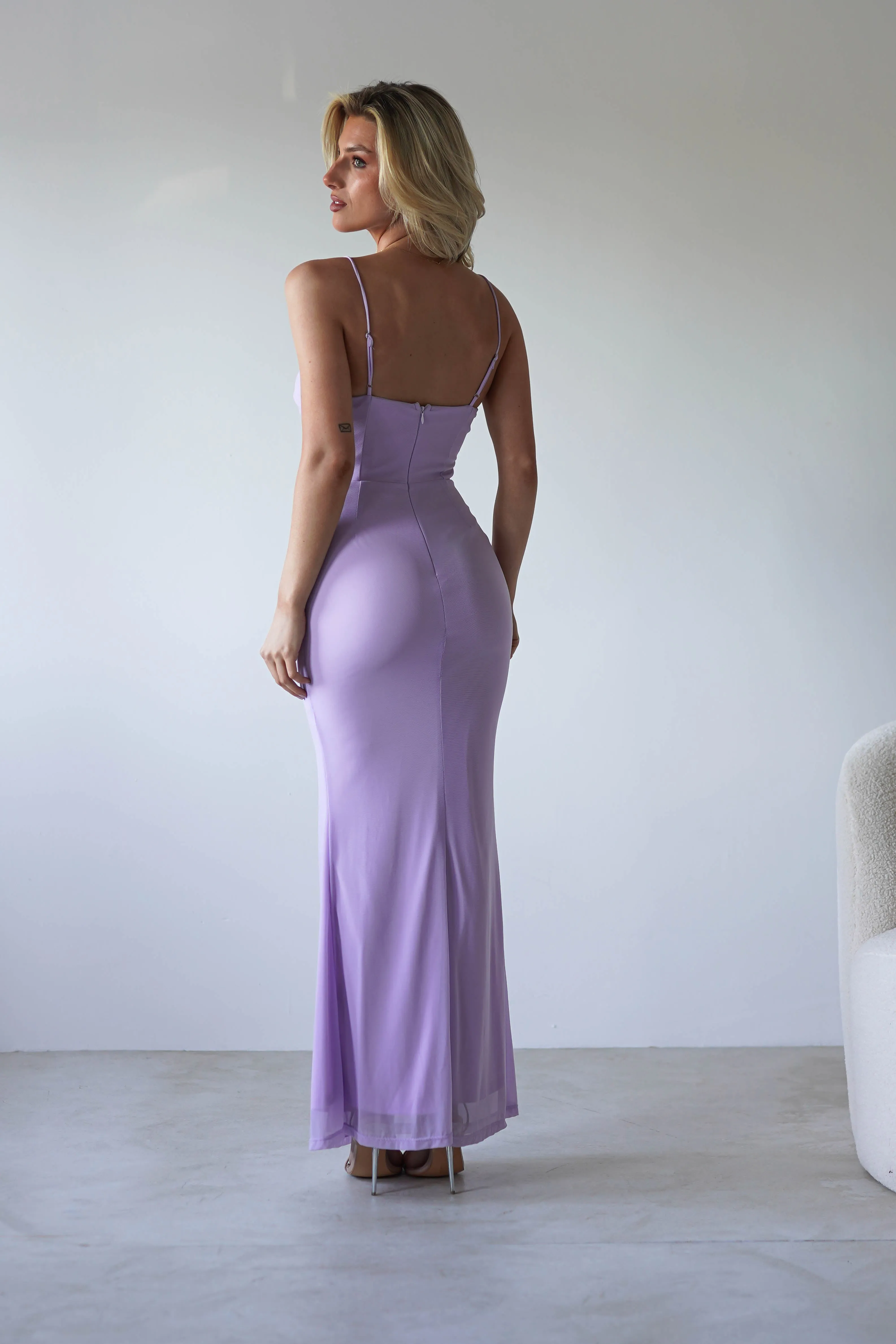 Melrose Mesh Shell Detail Maxi Dress | Lilac