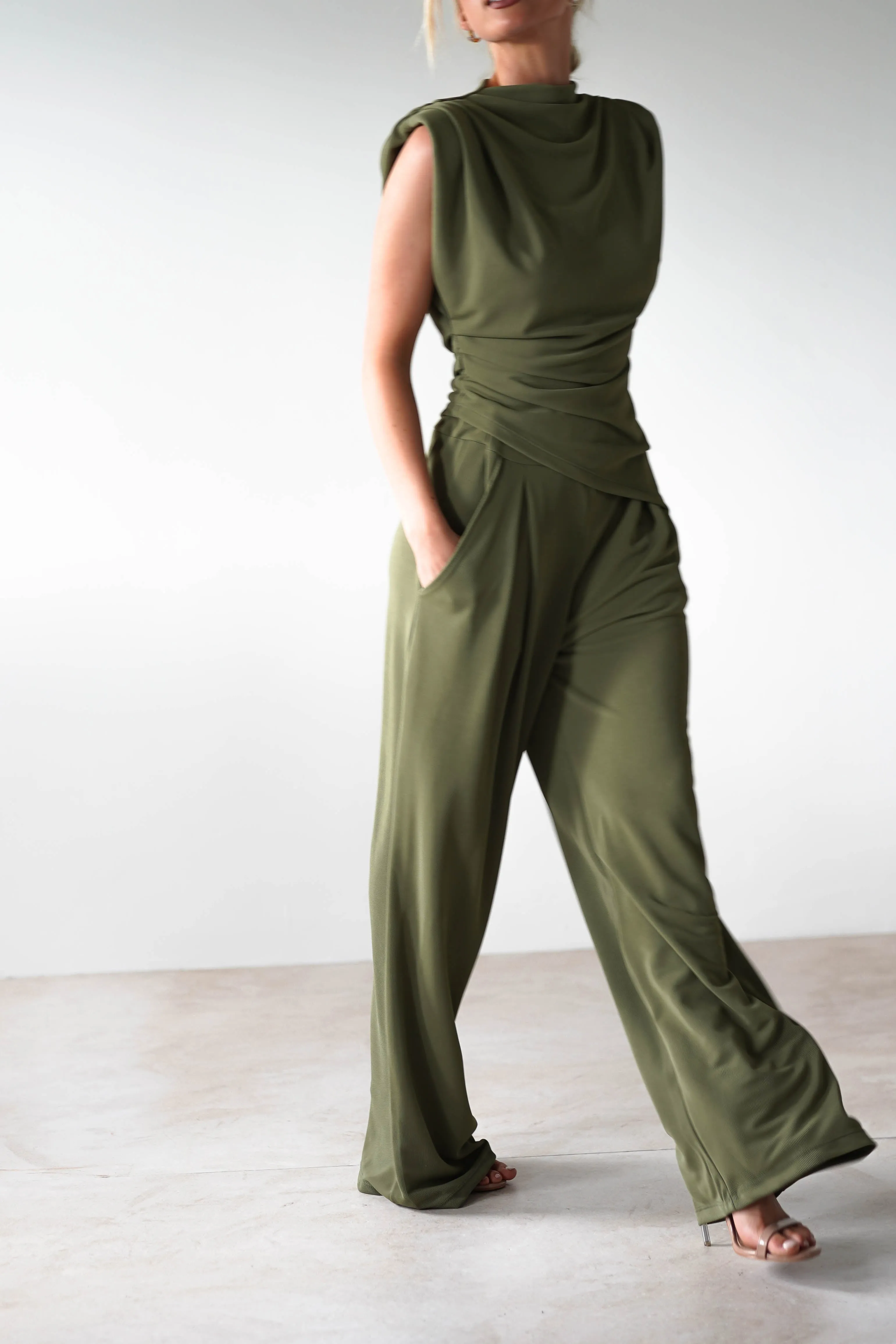 Mina Strechy 2 Piece Set | Olive