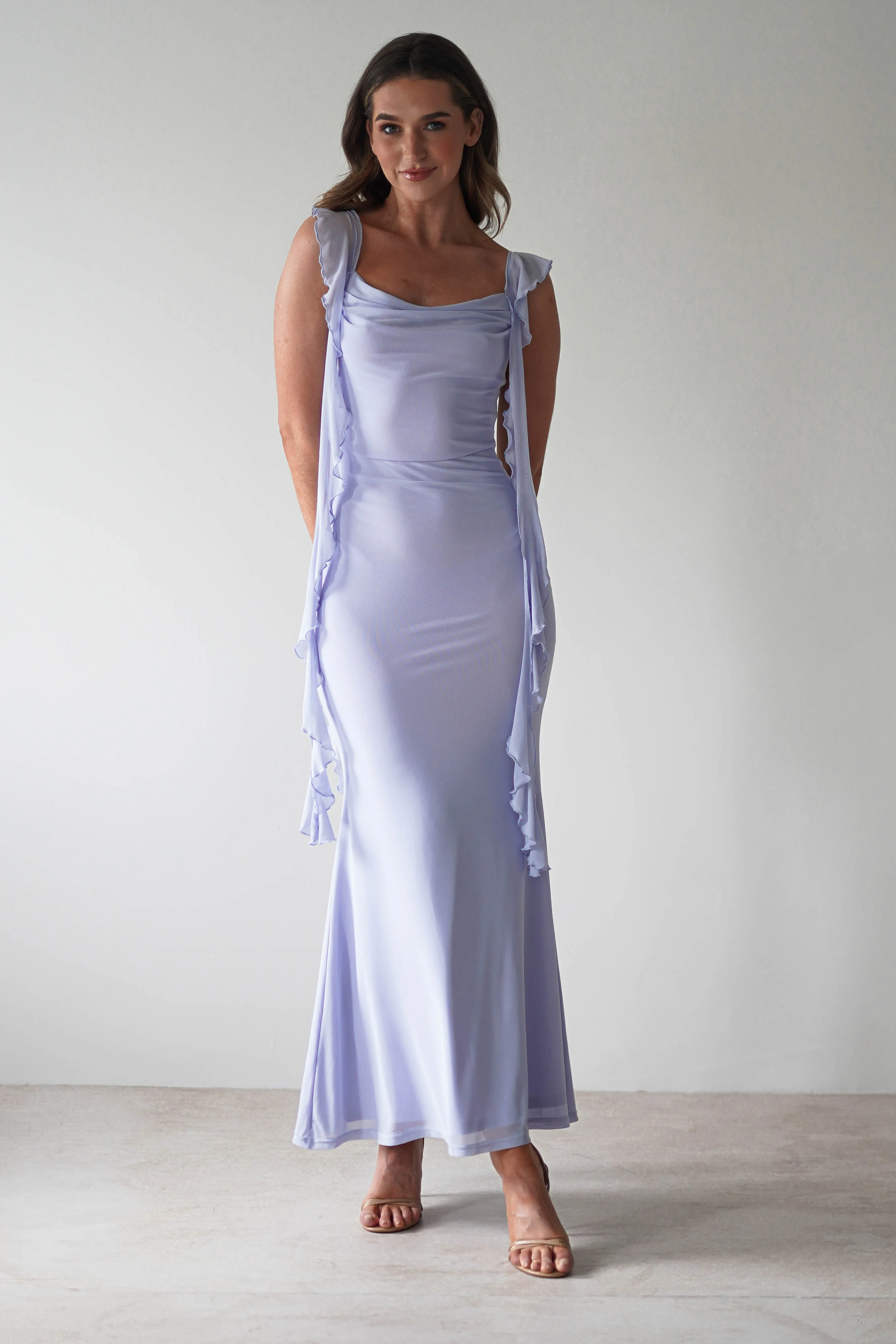 Miranda Ruffle Midaxi Dress | Dusty Blue