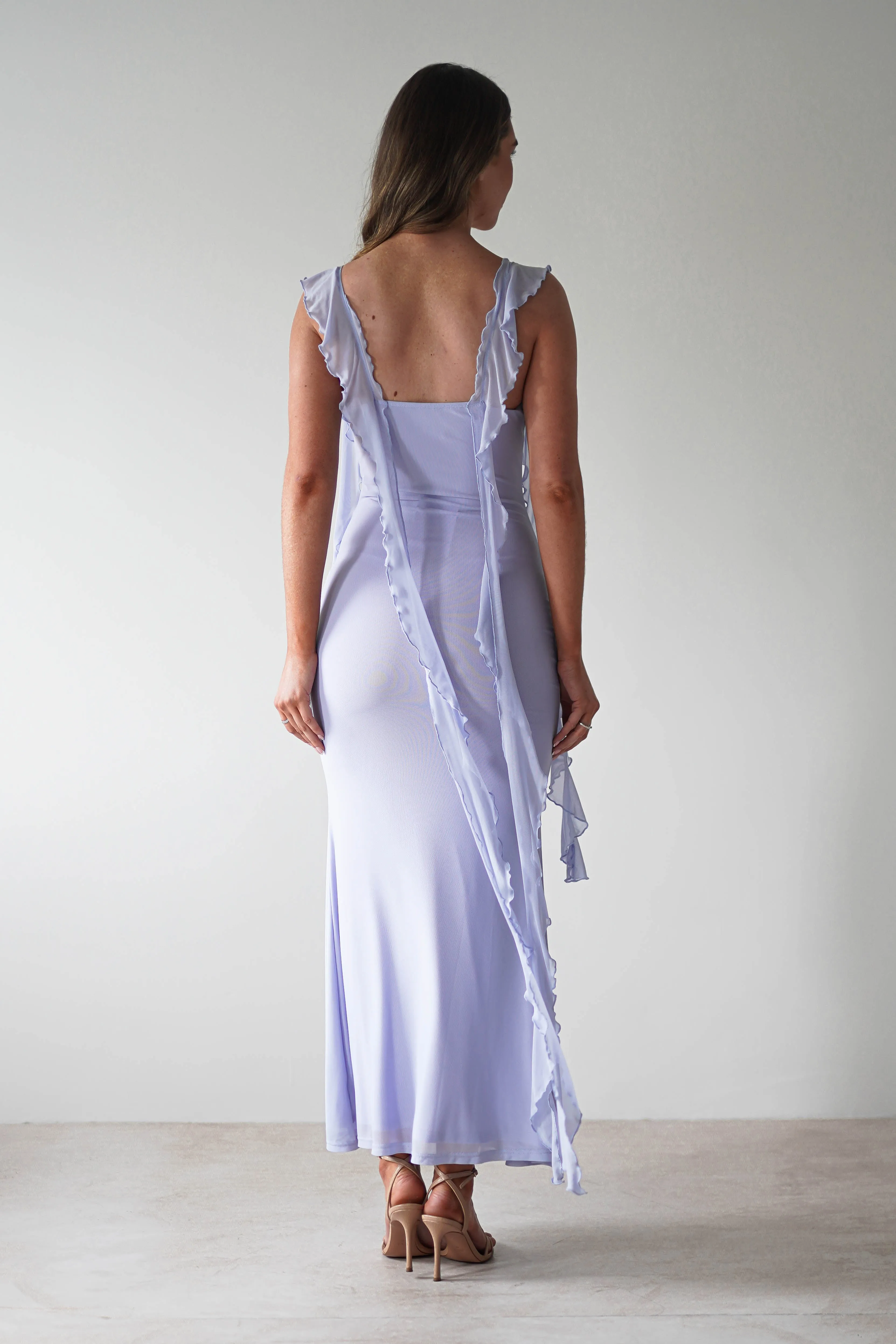 Miranda Ruffle Midaxi Dress | Dusty Blue
