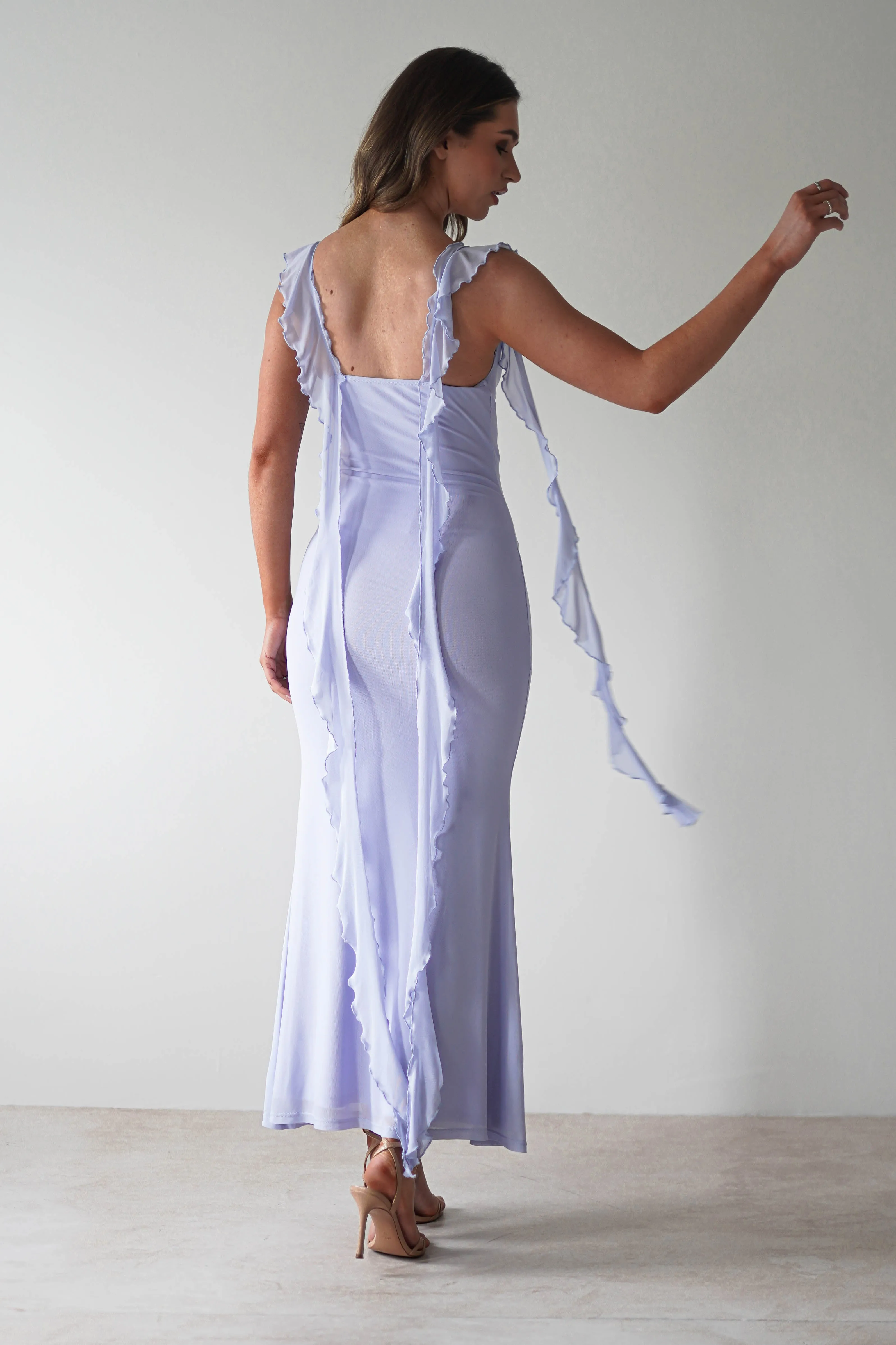 Miranda Ruffle Midaxi Dress | Dusty Blue