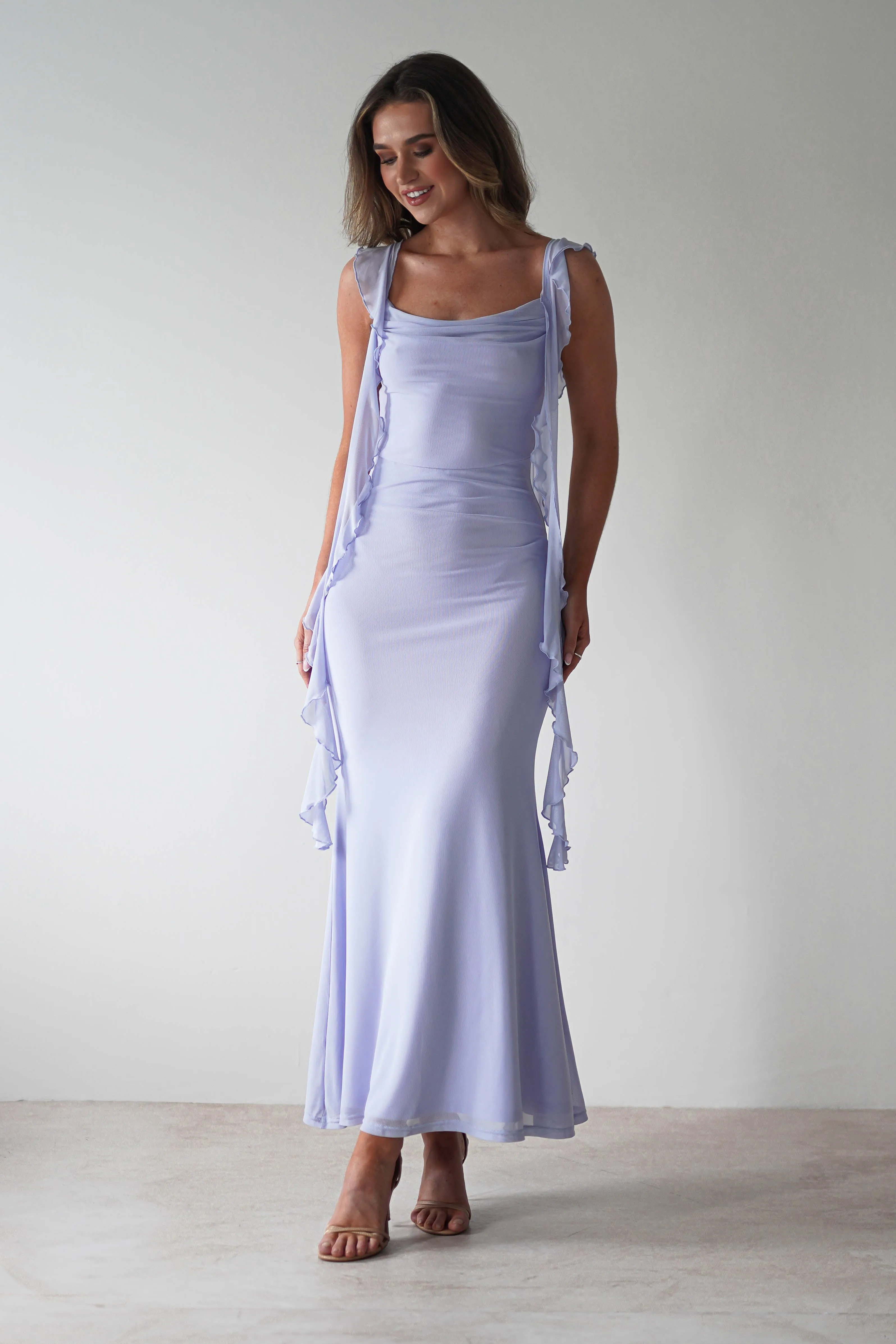 Miranda Ruffle Midaxi Dress | Dusty Blue