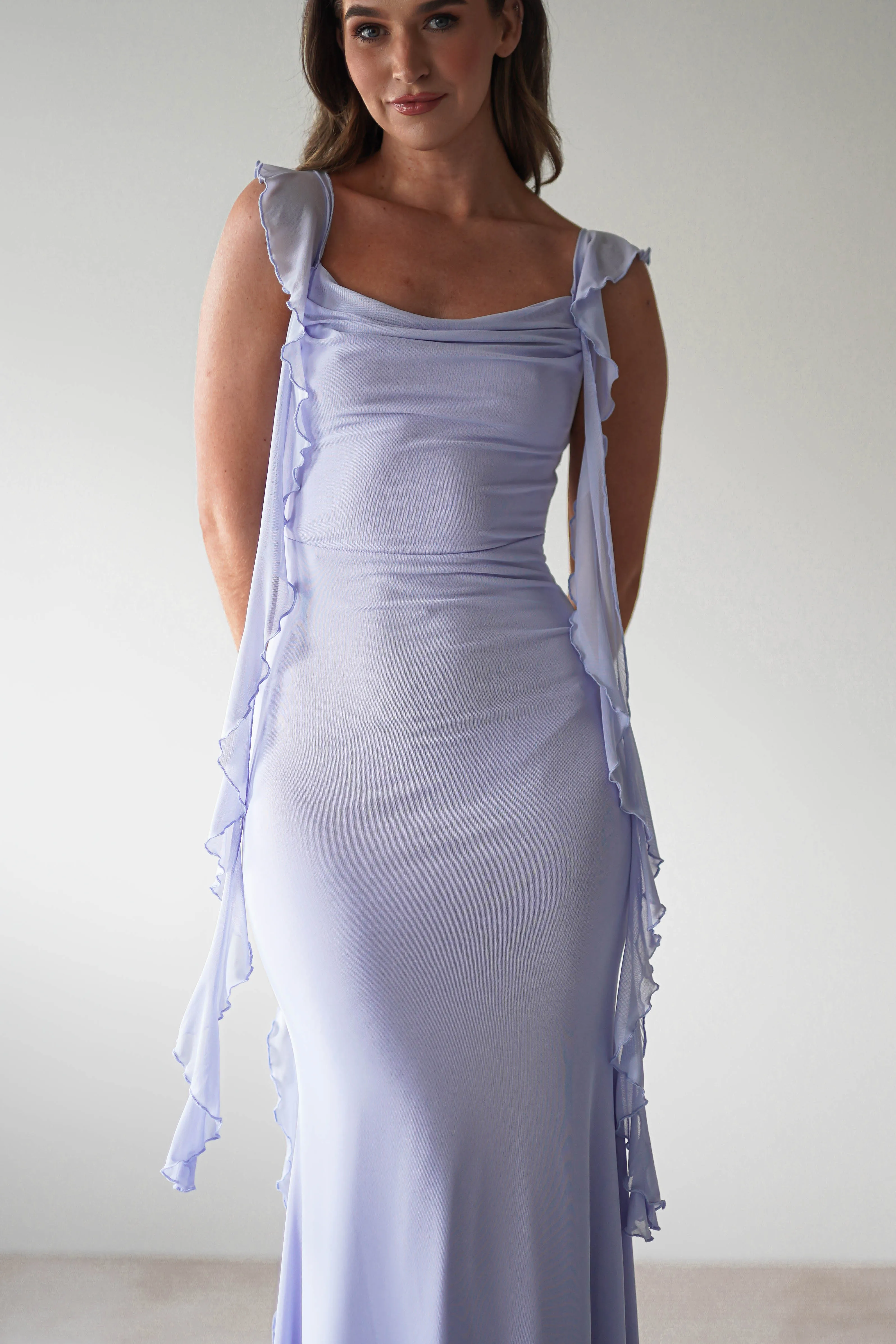 Miranda Ruffle Midaxi Dress | Dusty Blue