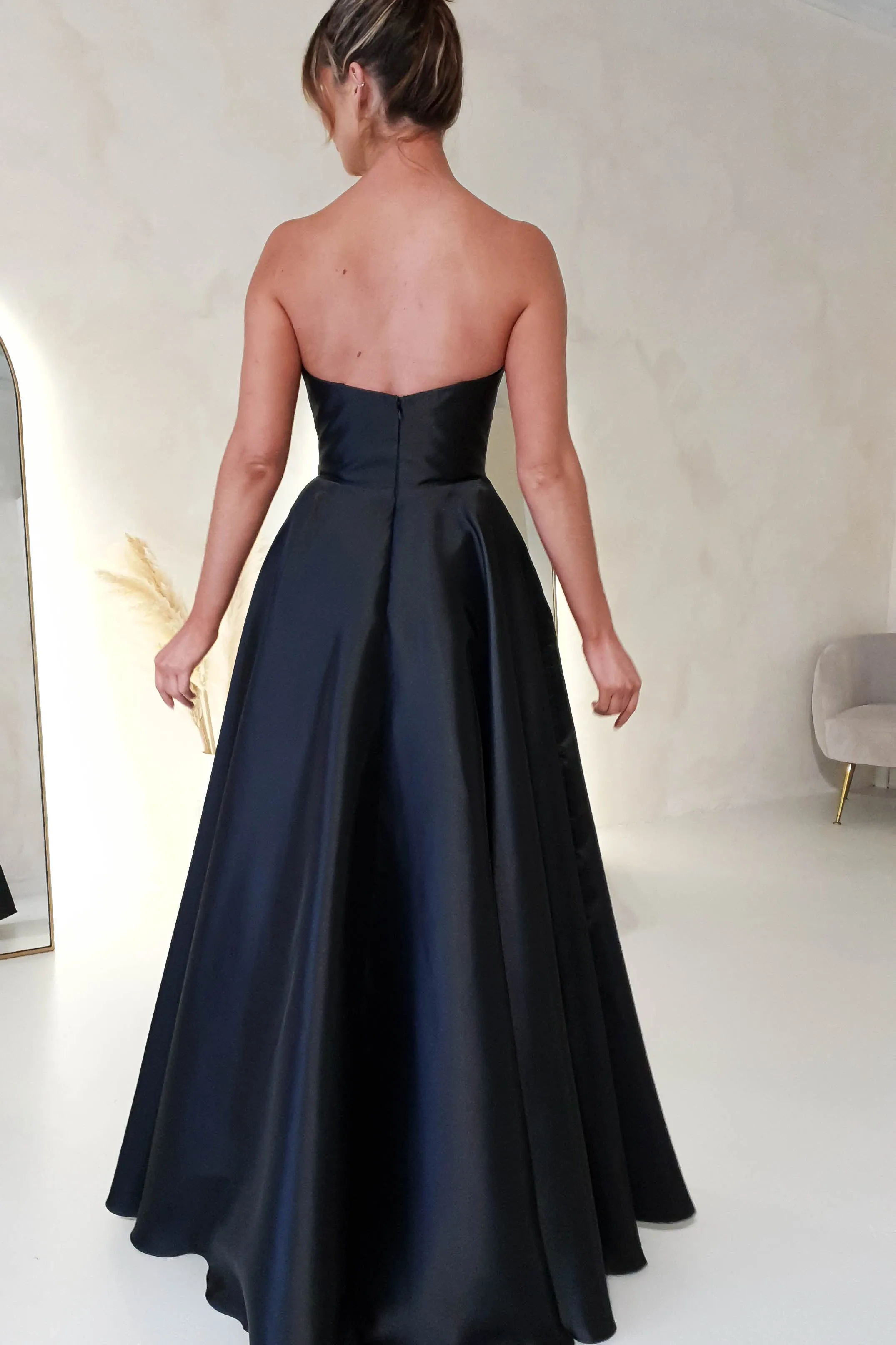 Miya Corset A-Line Satin Gown  dress,evening dress,graduation dress,party dress,birthday dress,beautiful dress,dress,summer dress,beautiful dressBlack