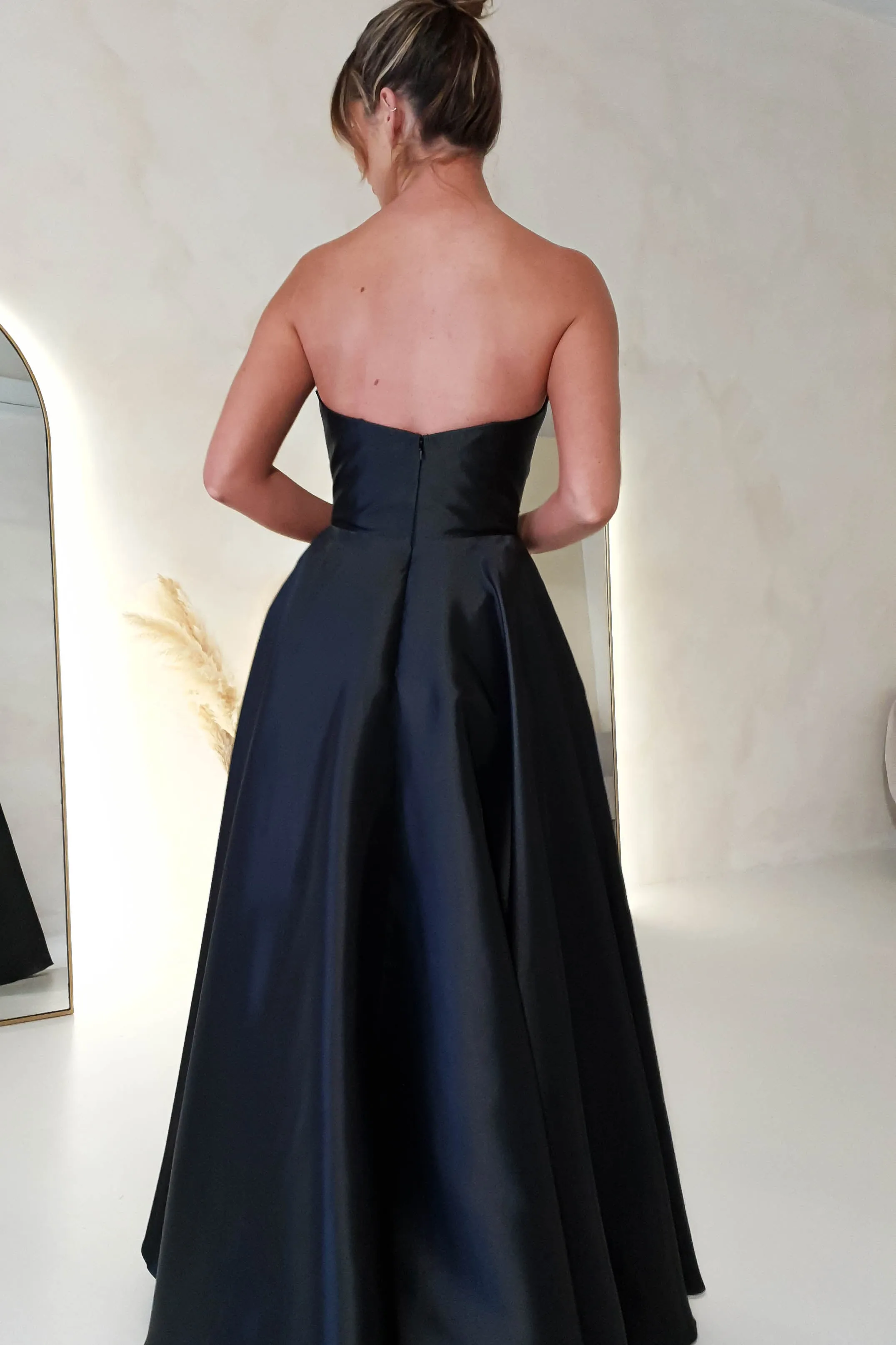 Miya Corset A-Line Satin Gown  dress,evening dress,graduation dress,party dress,birthday dress,beautiful dress,dress,summer dress,beautiful dressBlack
