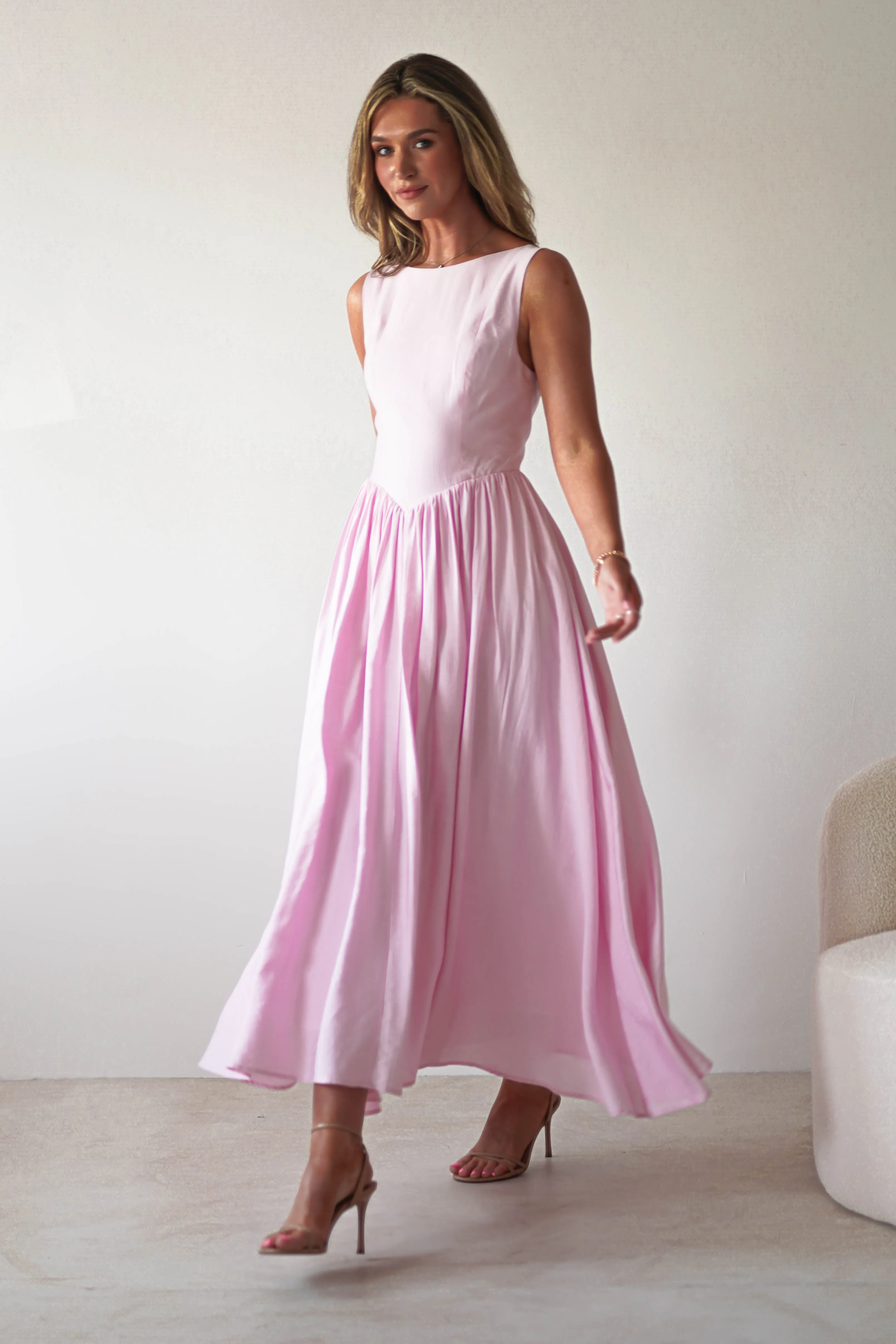 Monroe Skater Midaxi Dress | Pink