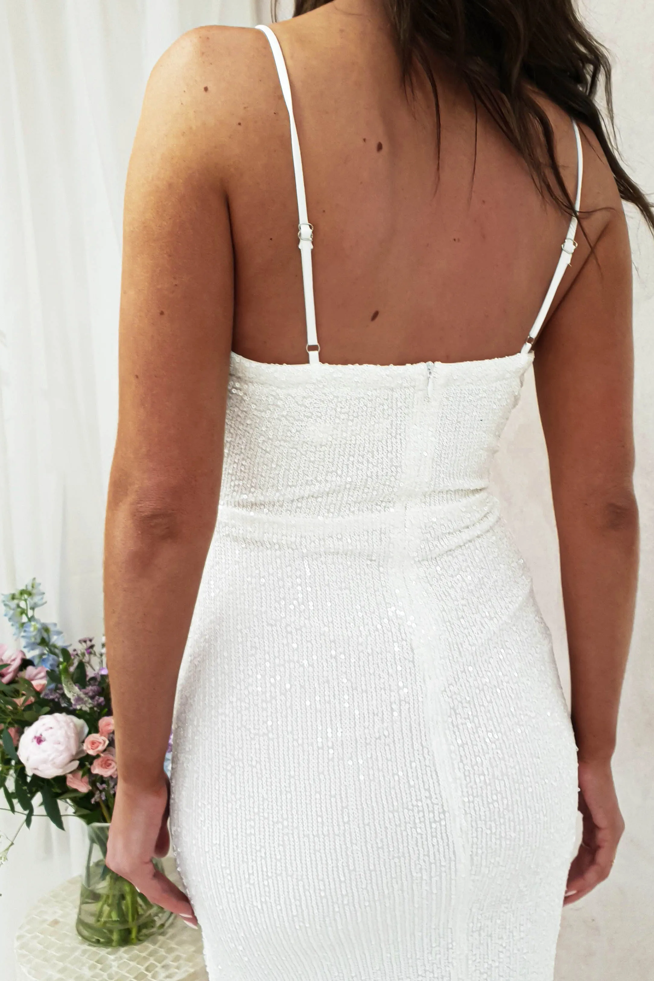 Mulan Sequin Gown | White