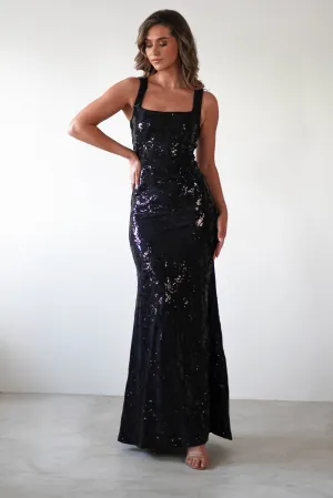 Nadia Square Neck Sequin Gown  dress,evening dress,graduation dress,party dress,birthday dress,beautiful dress,dress,summer dress,beautiful dressBlack