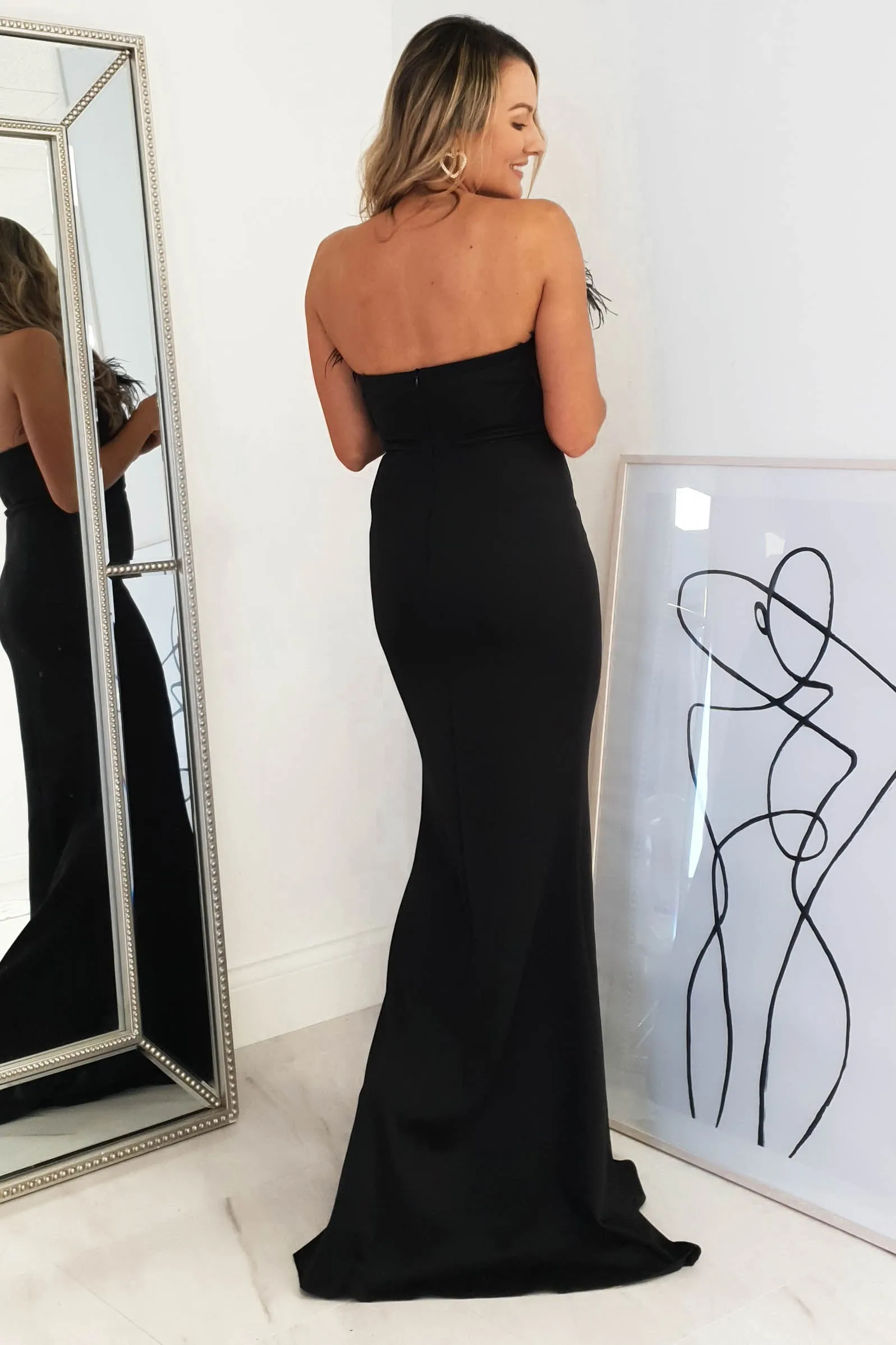 Nalani Feather Detail Gown  dress,evening dress,graduation dress,party dress,birthday dress,beautiful dress,dress,summer dress,beautiful dressBlack
