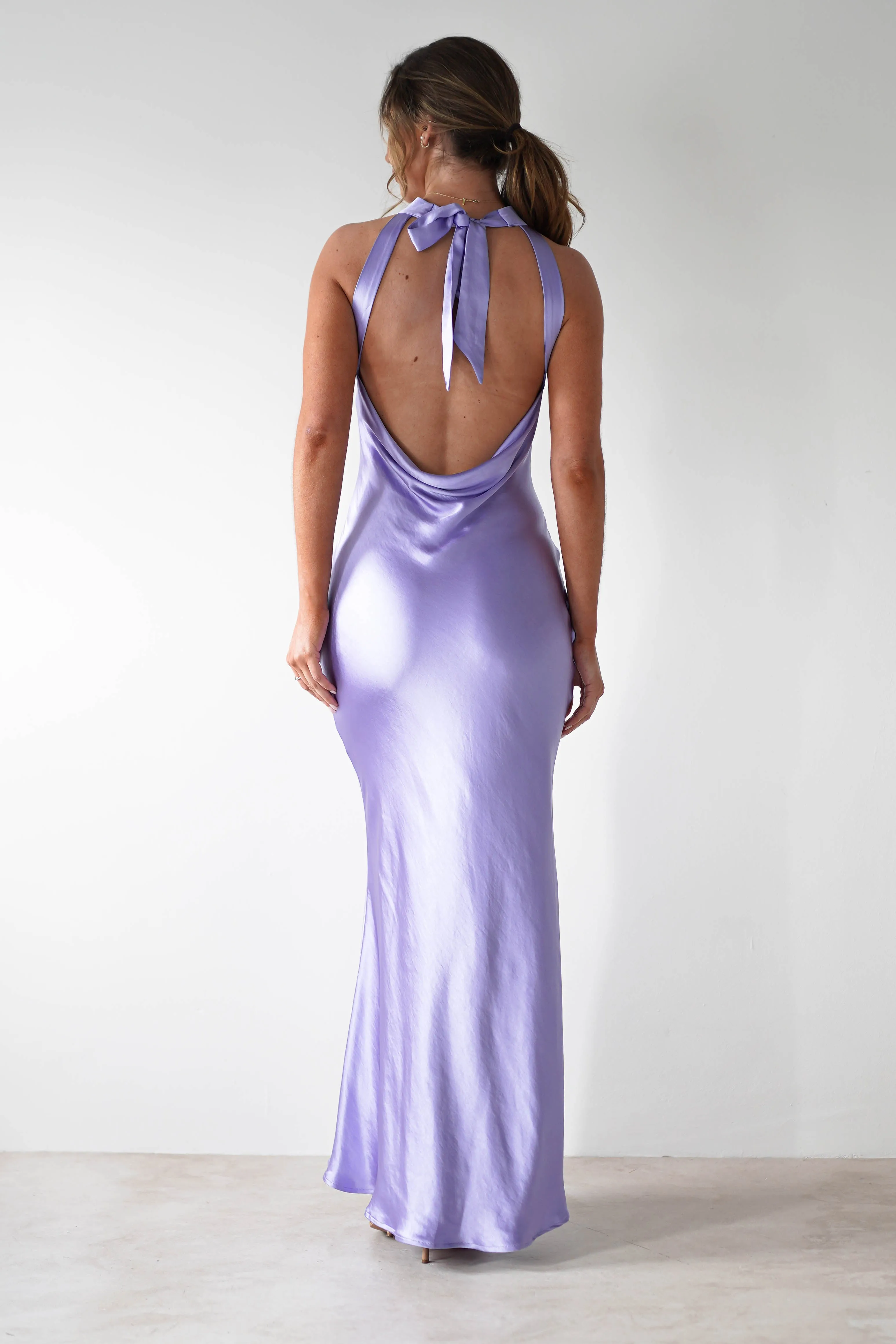 Natalia Soft Satin Maxi Dress | Lavendar