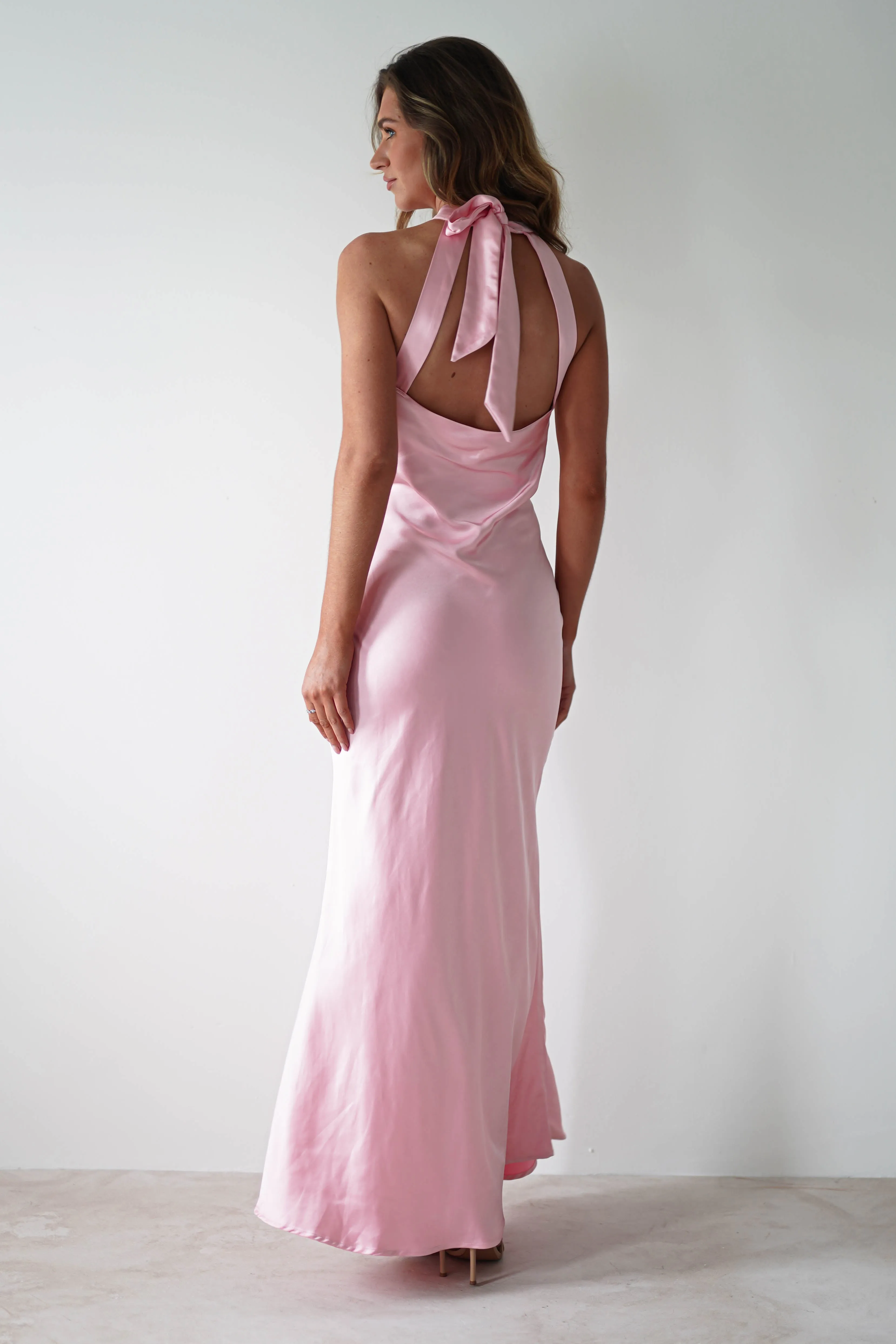 Natalia Soft Satin Maxi Dress | Pink