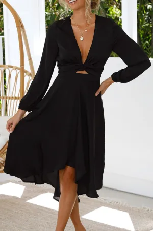 Nicola Satin Tie Front Midi Dress  dress,evening dress,graduation dress,party dress,birthday dress,beautiful dress,dress,summer dress,beautiful dressBlack