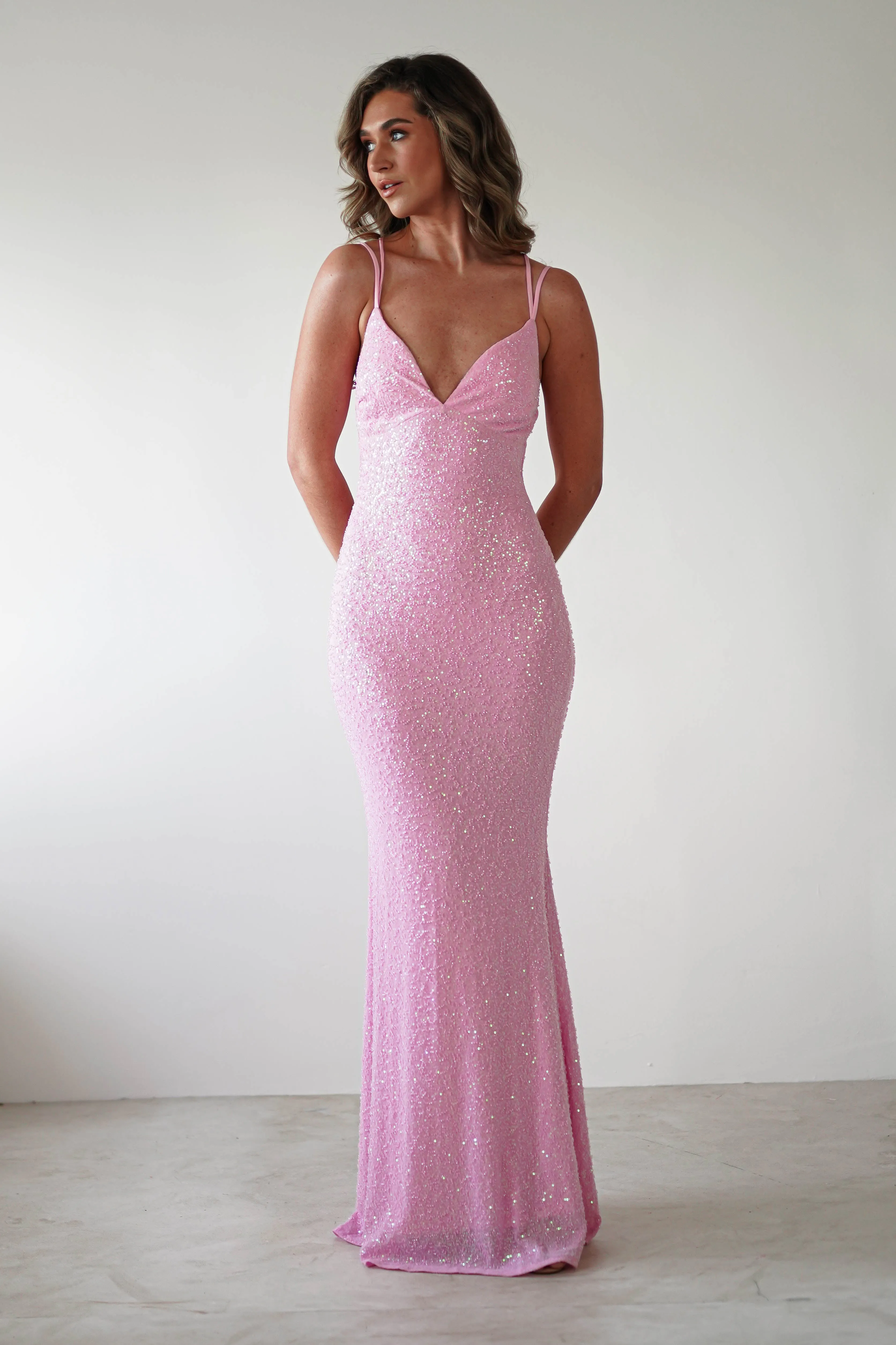 Nina Beaded Bodycon Gown | Pink