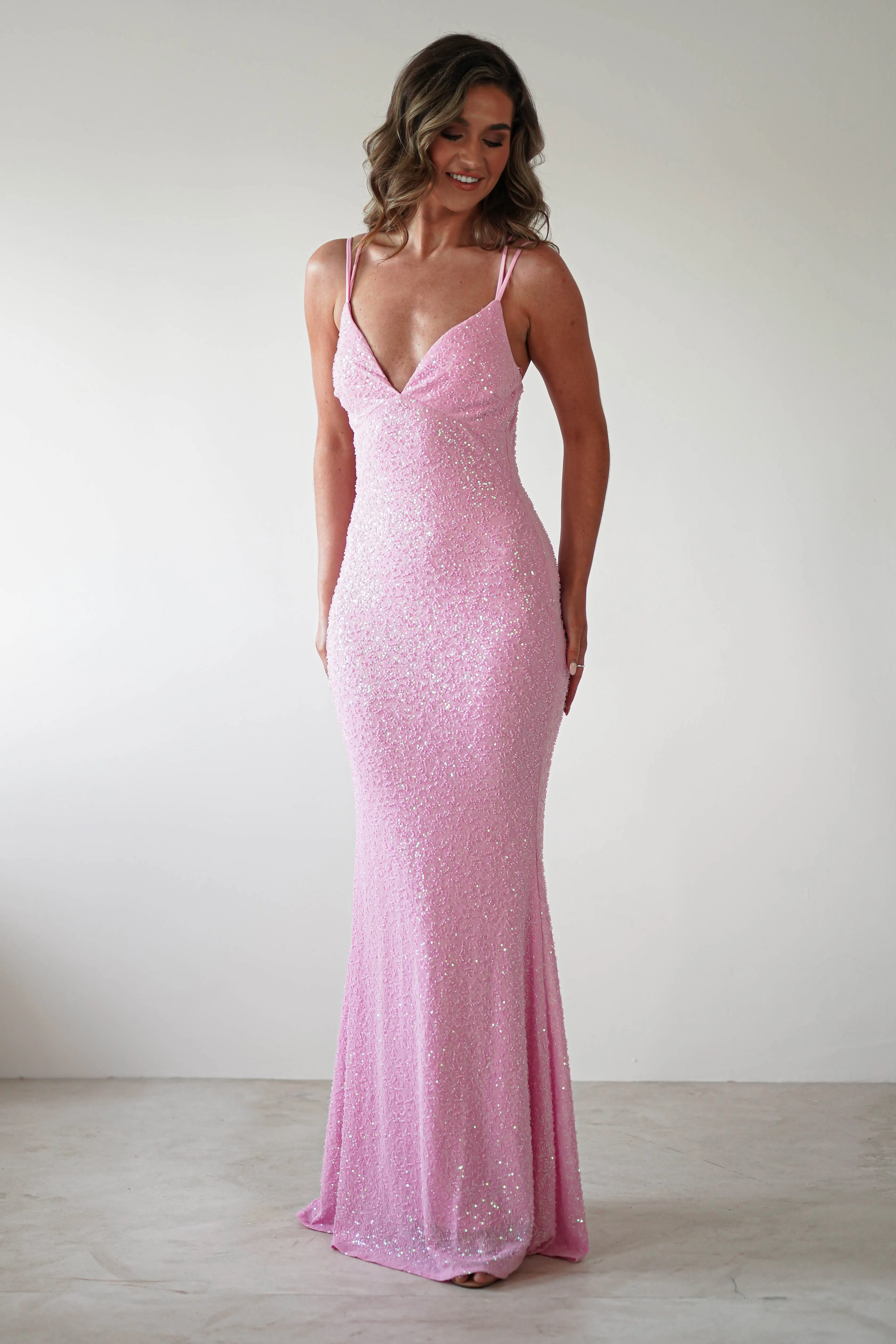 Nina Beaded Bodycon Gown | Pink