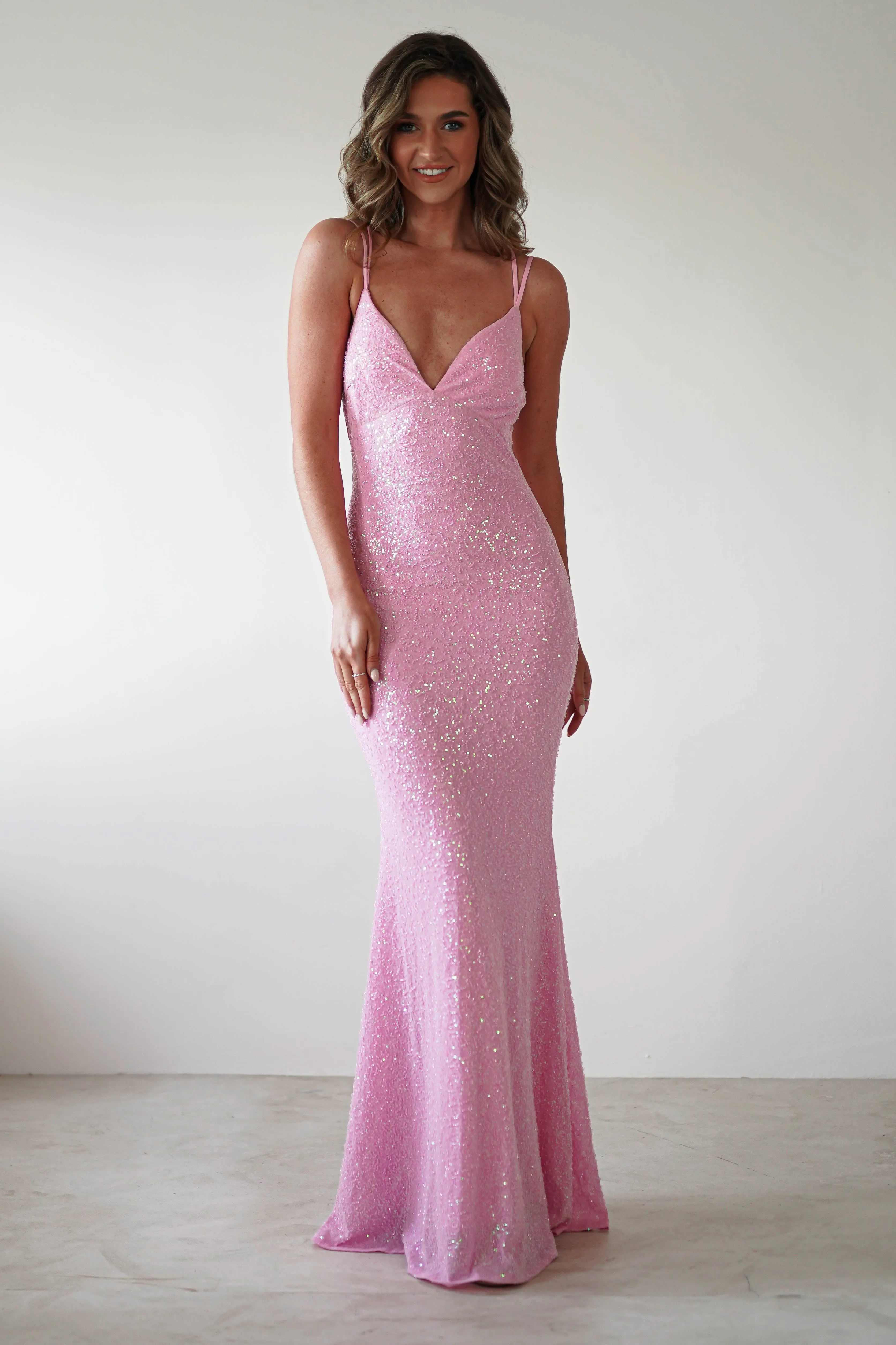 Nina Beaded Bodycon Gown | Pink