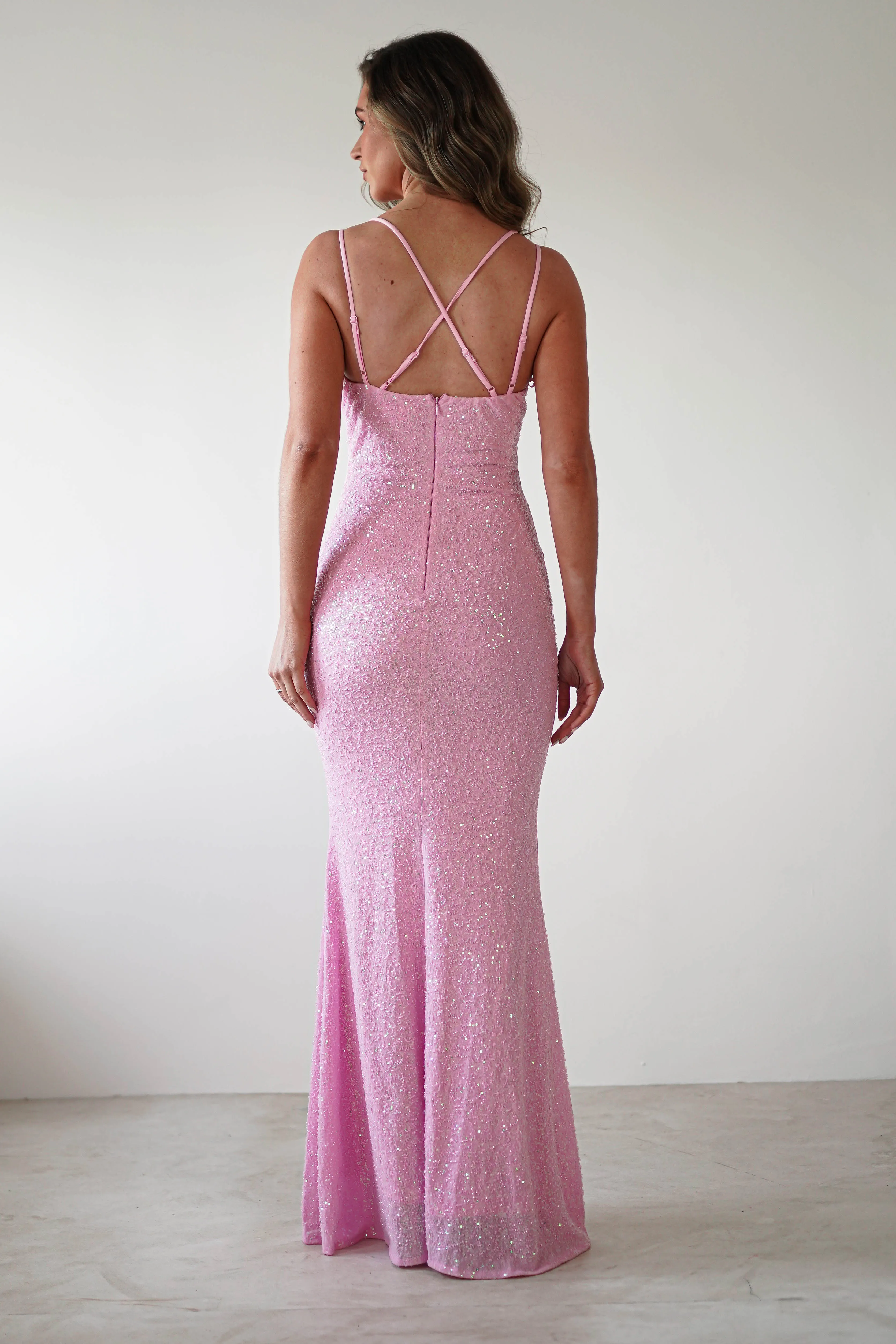 Nina Beaded Bodycon Gown | Pink