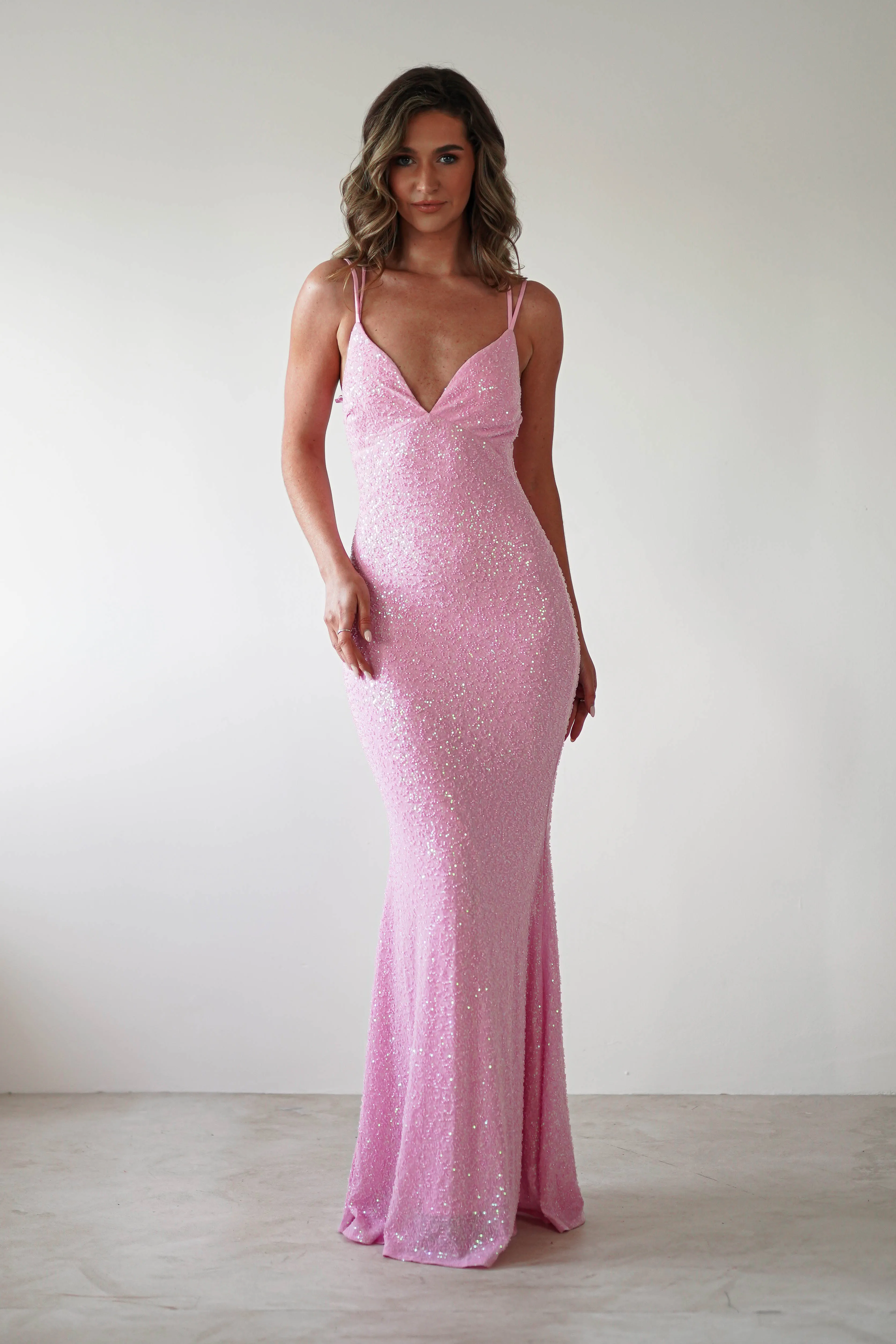 Nina Beaded Bodycon Gown | Pink