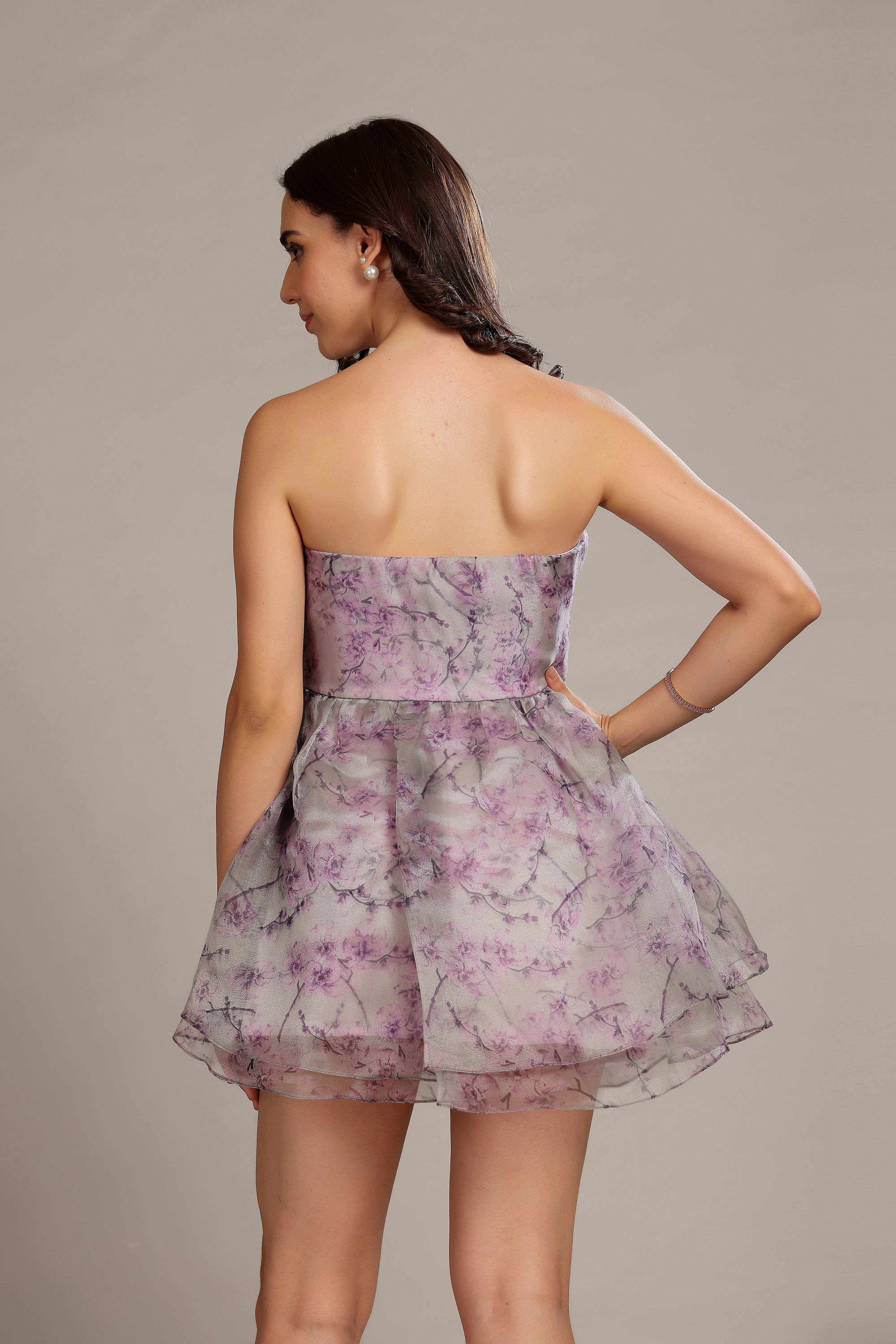 Nora Mini Dress in Lavender Lilac Floral
