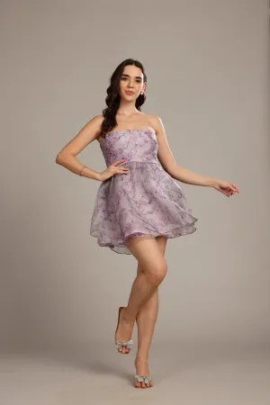 Nora Mini Dress in Lavender Lilac Floral
