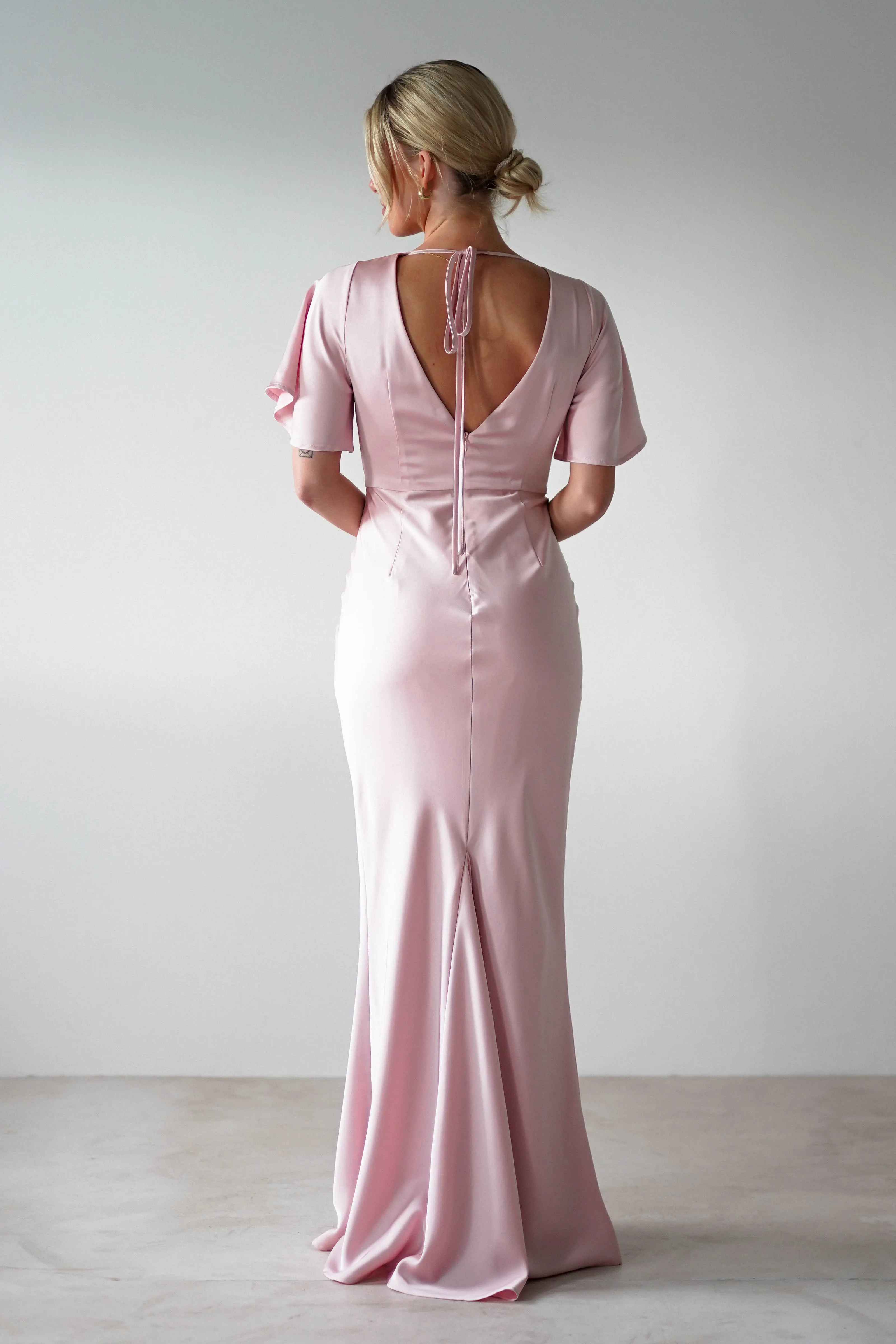 Olivia Soft Matte Satin Maxi Dress | Blush Pink
