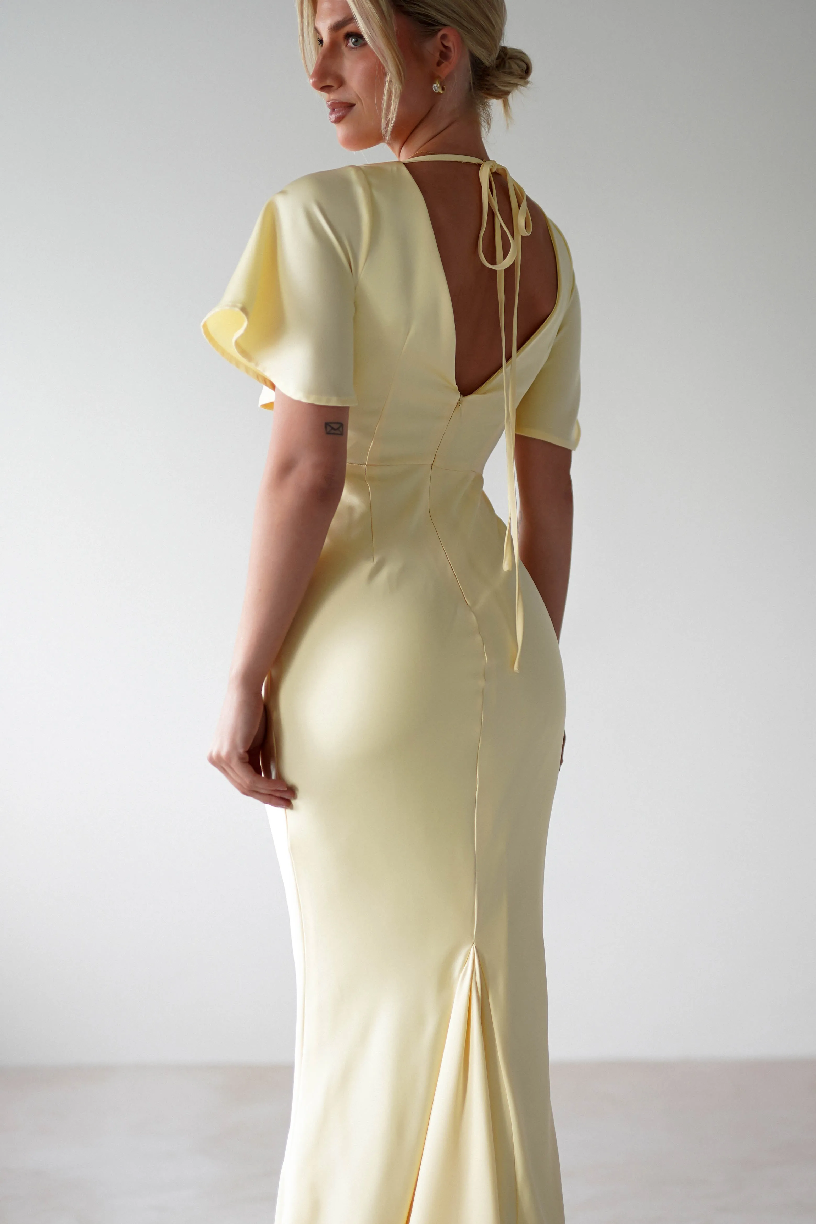 Olivia Soft Matte Satin Maxi Dress | Yellow