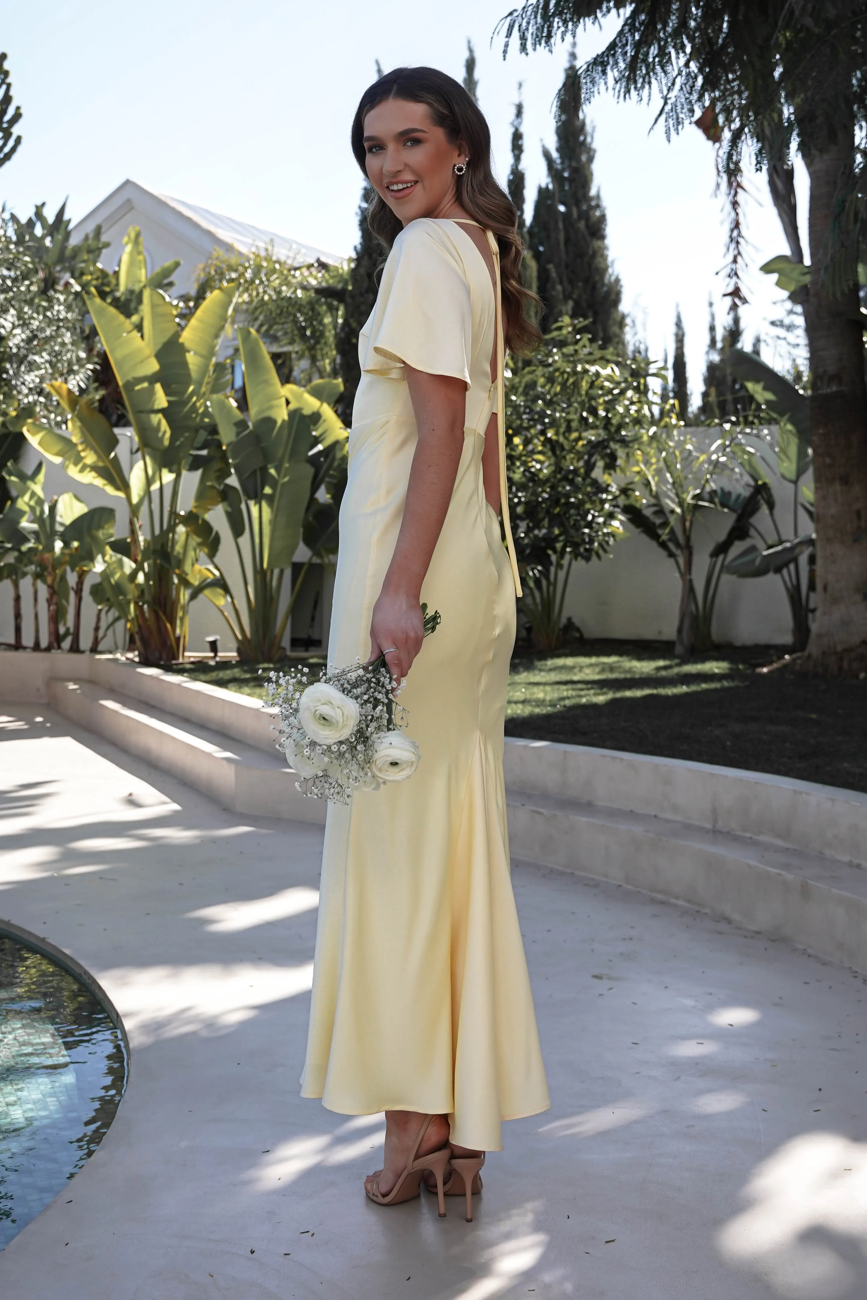 Olivia Soft Matte Satin Maxi Dress | Yellow