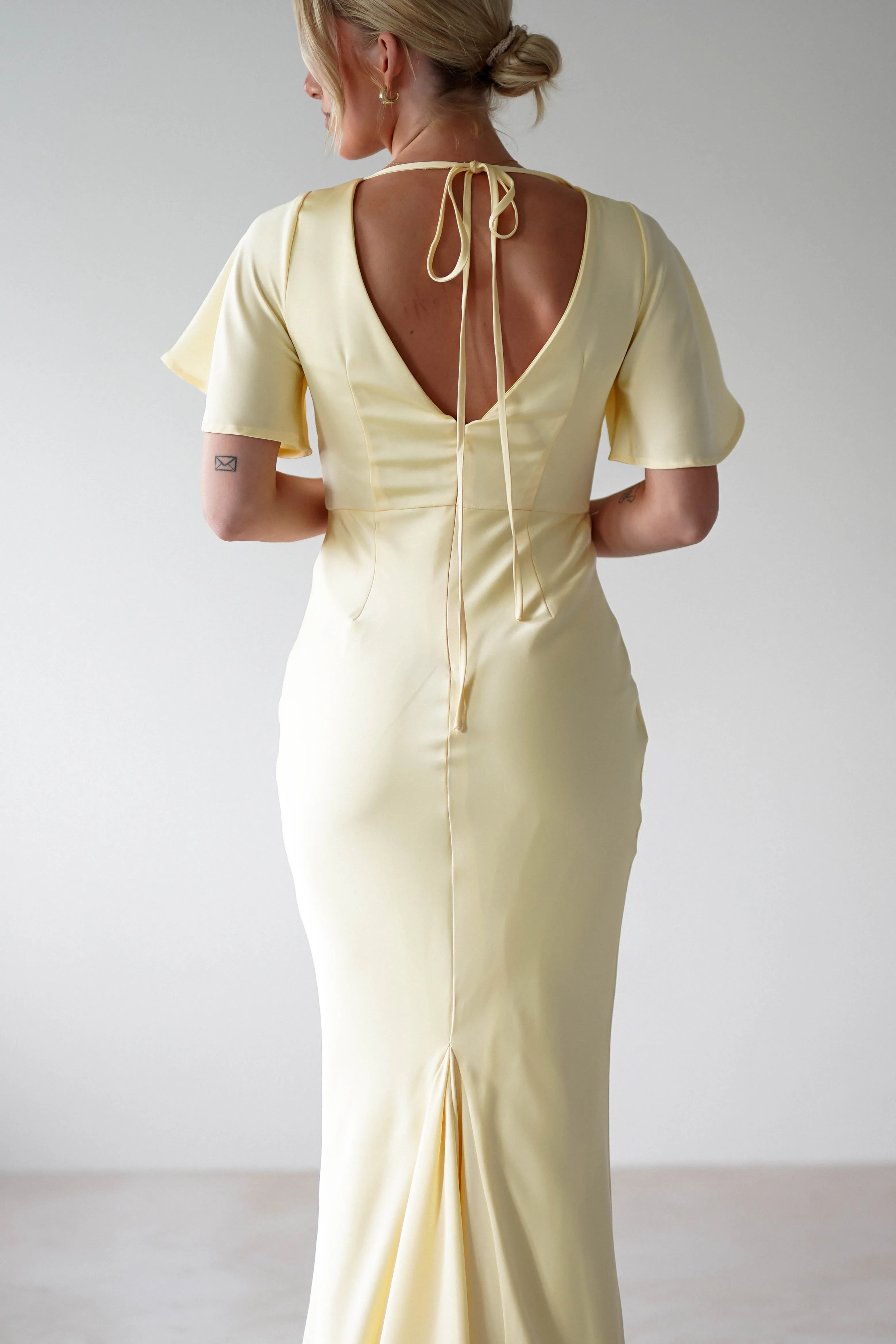 Olivia Soft Matte Satin Maxi Dress | Yellow