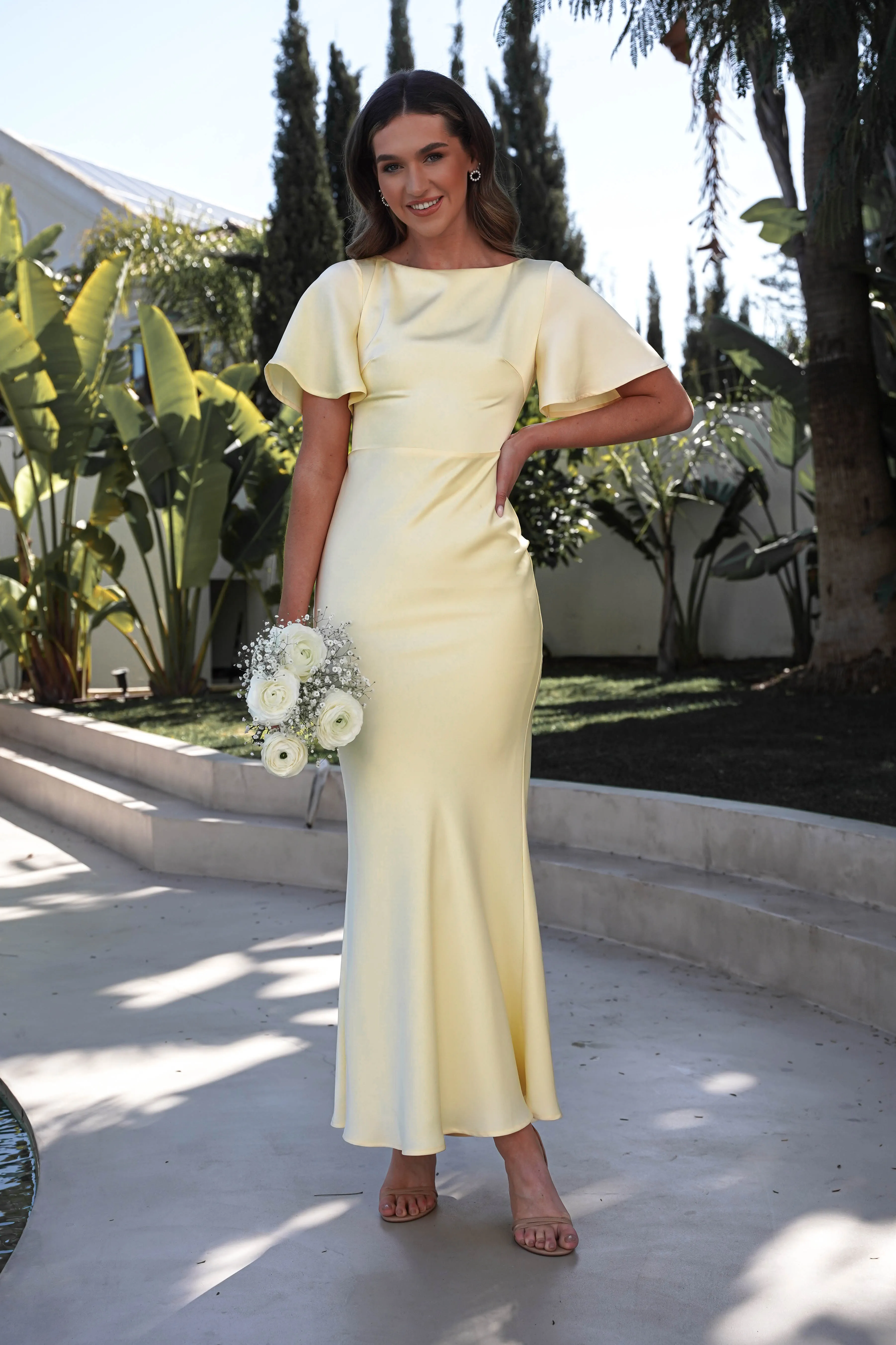 Olivia Soft Matte Satin Maxi Dress | Yellow