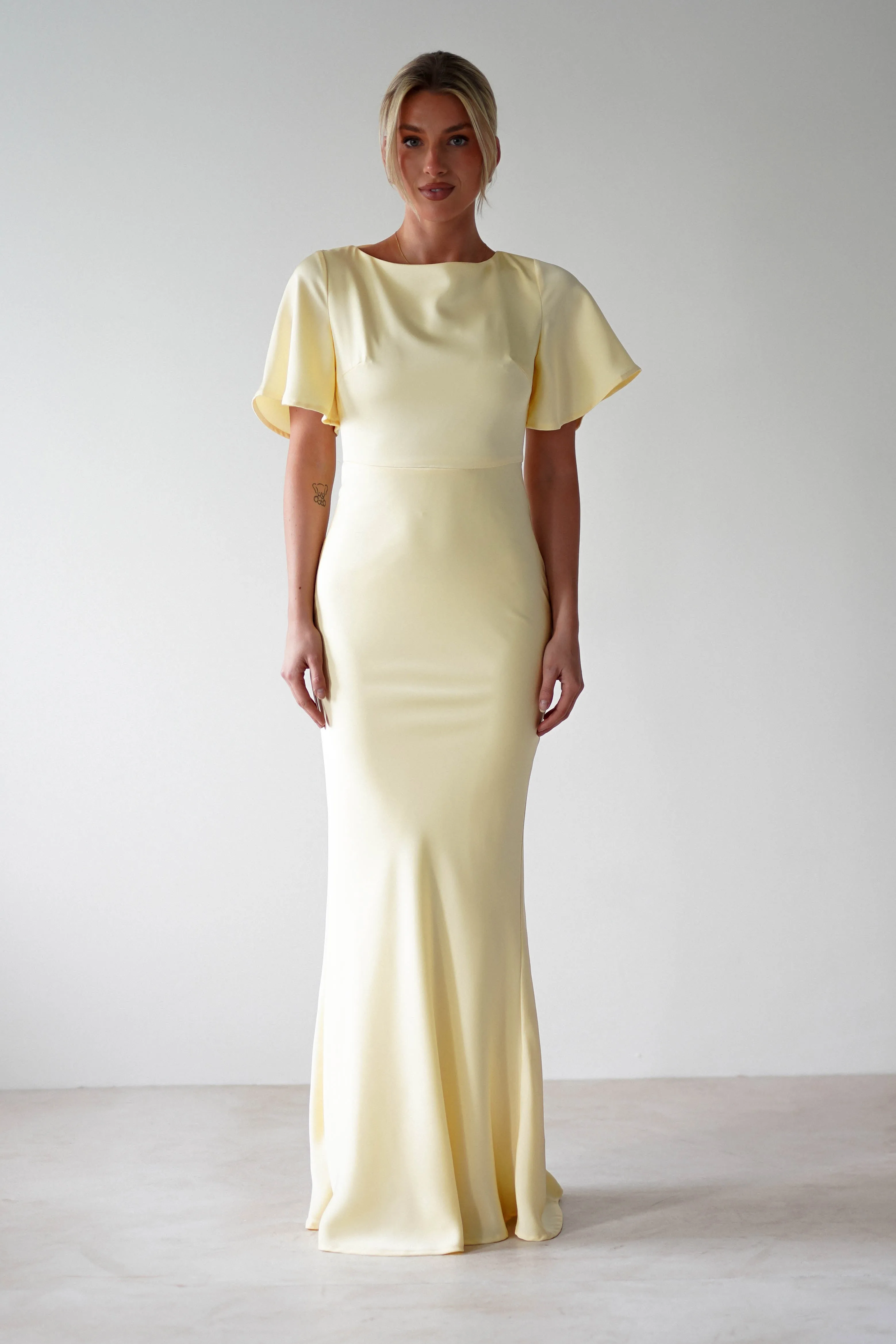 Olivia Soft Matte Satin Maxi Dress | Yellow