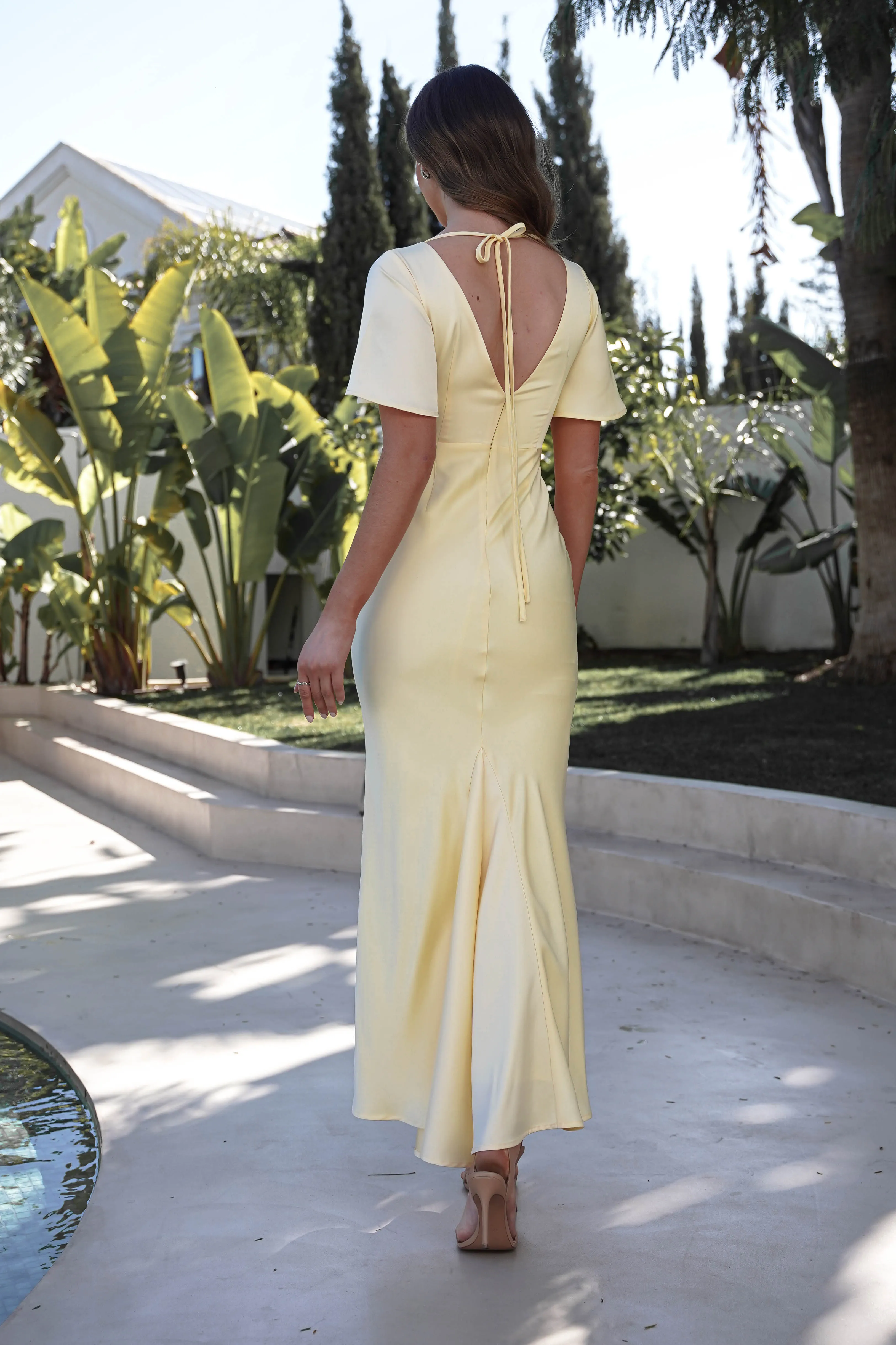 Olivia Soft Matte Satin Maxi Dress | Yellow