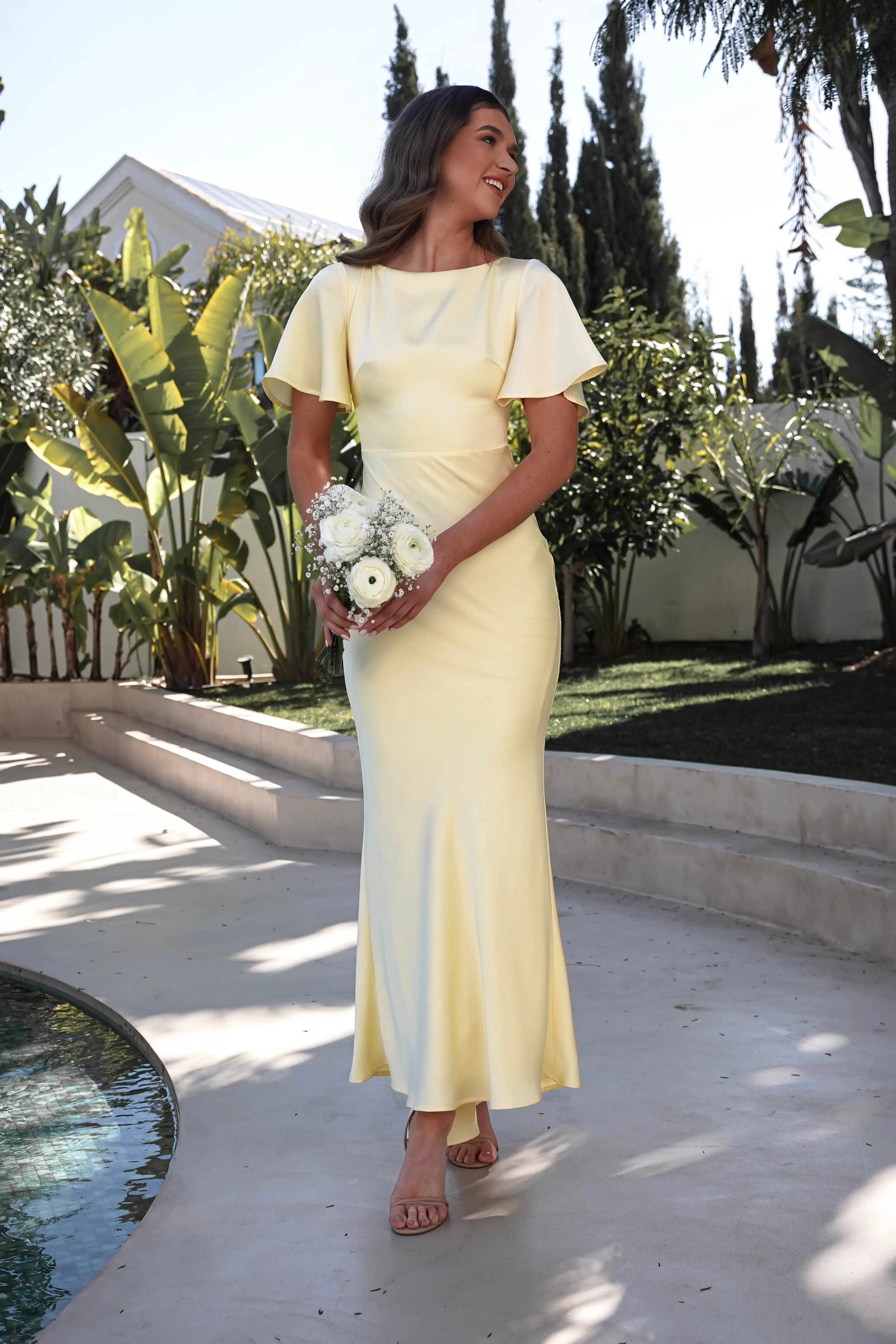 Olivia Soft Matte Satin Maxi Dress | Yellow