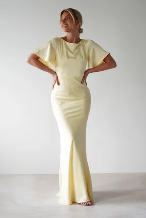 Olivia Soft Matte Satin Maxi Dress | Yellow