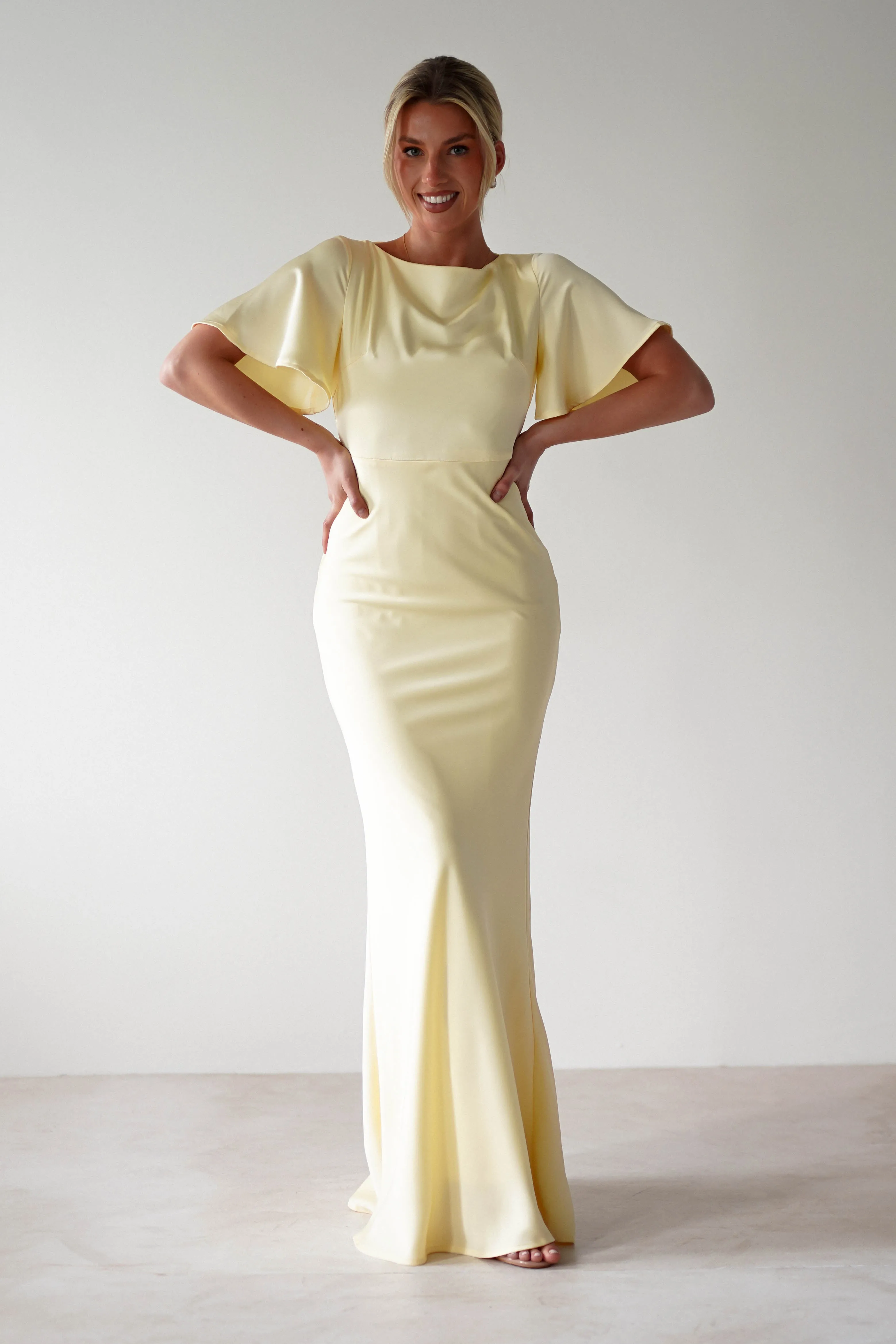 Olivia Soft Matte Satin Maxi Dress | Yellow