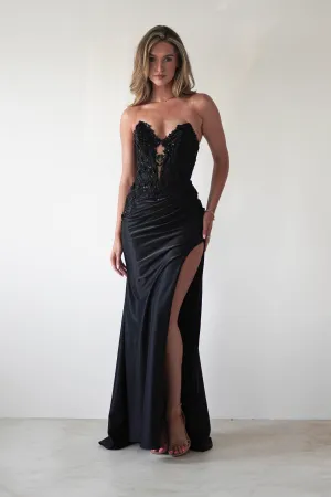 Perla Embellished Gown | Black