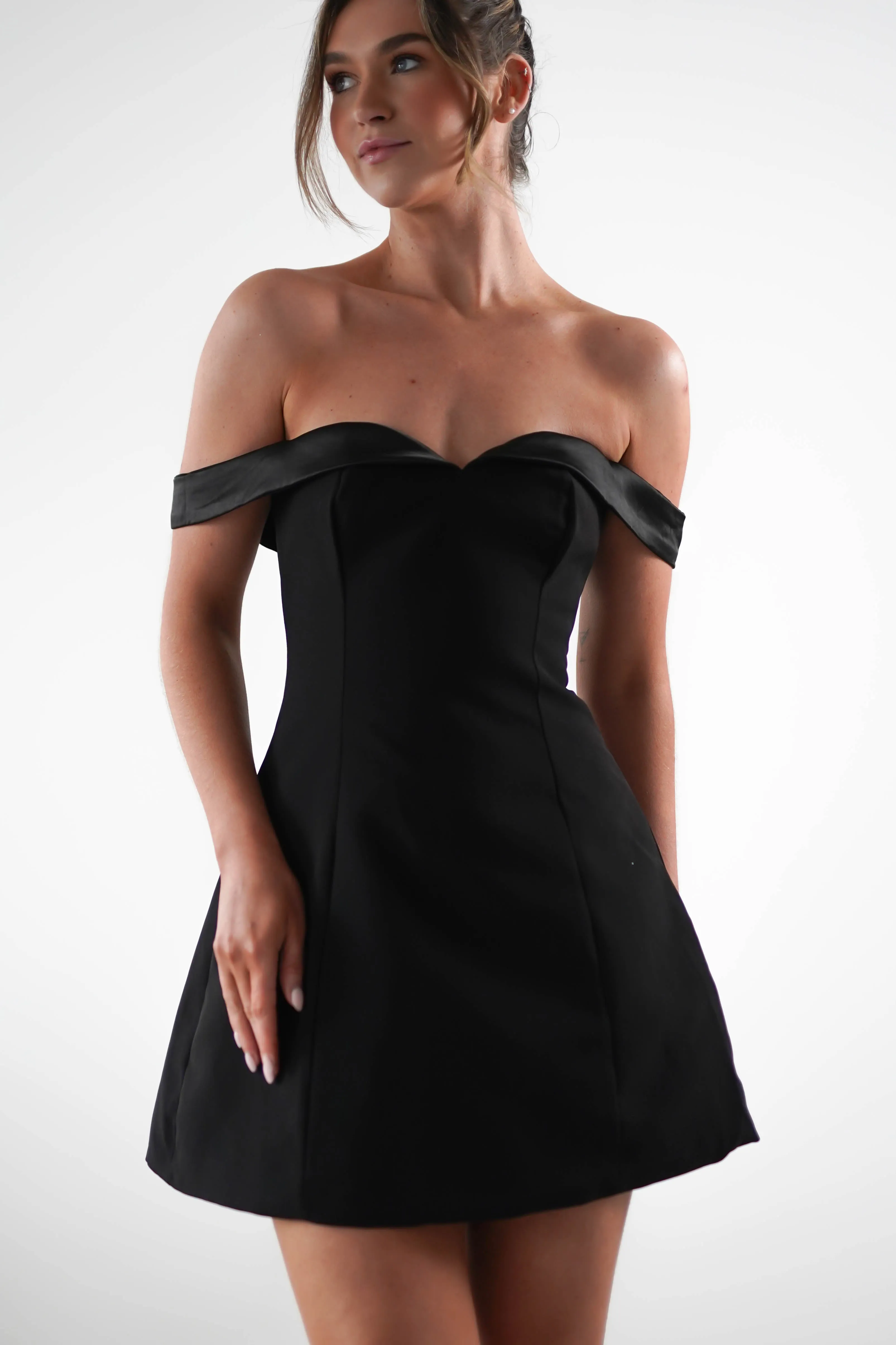 Petra Off the Shoulder Mini Dress | Black