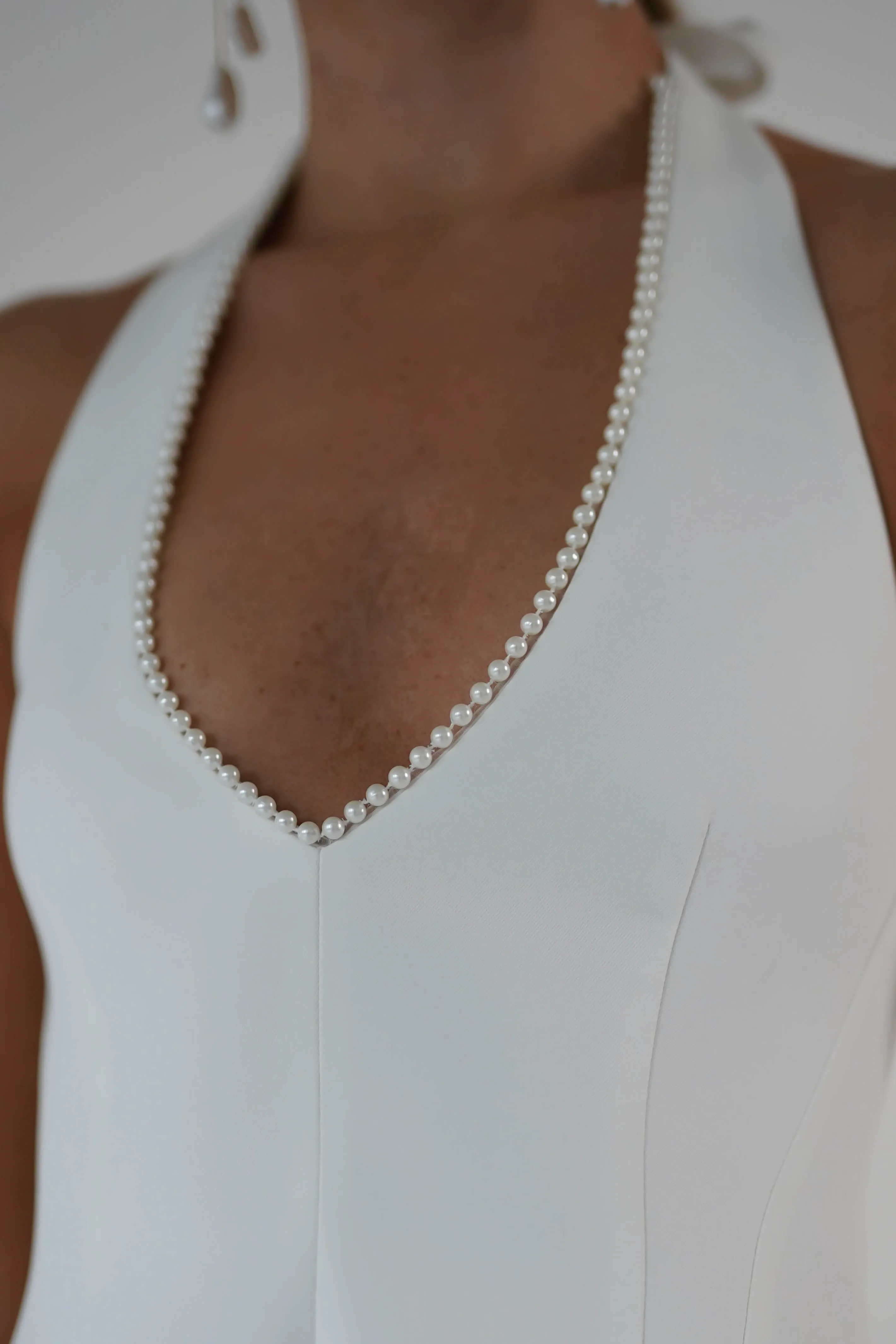 Peyton Pearl Detail Mini Dress | White