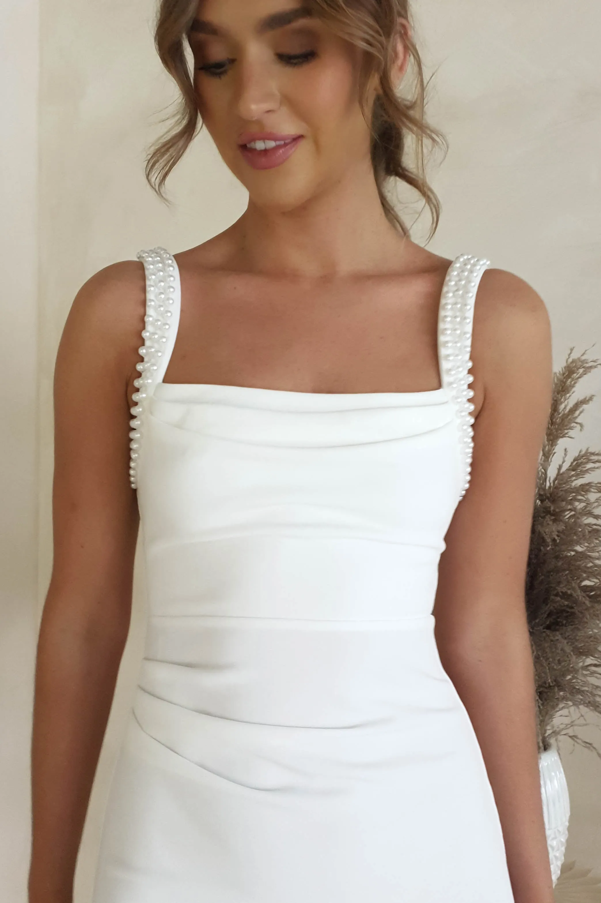 Pia Pearl Detail Mini Dress | White