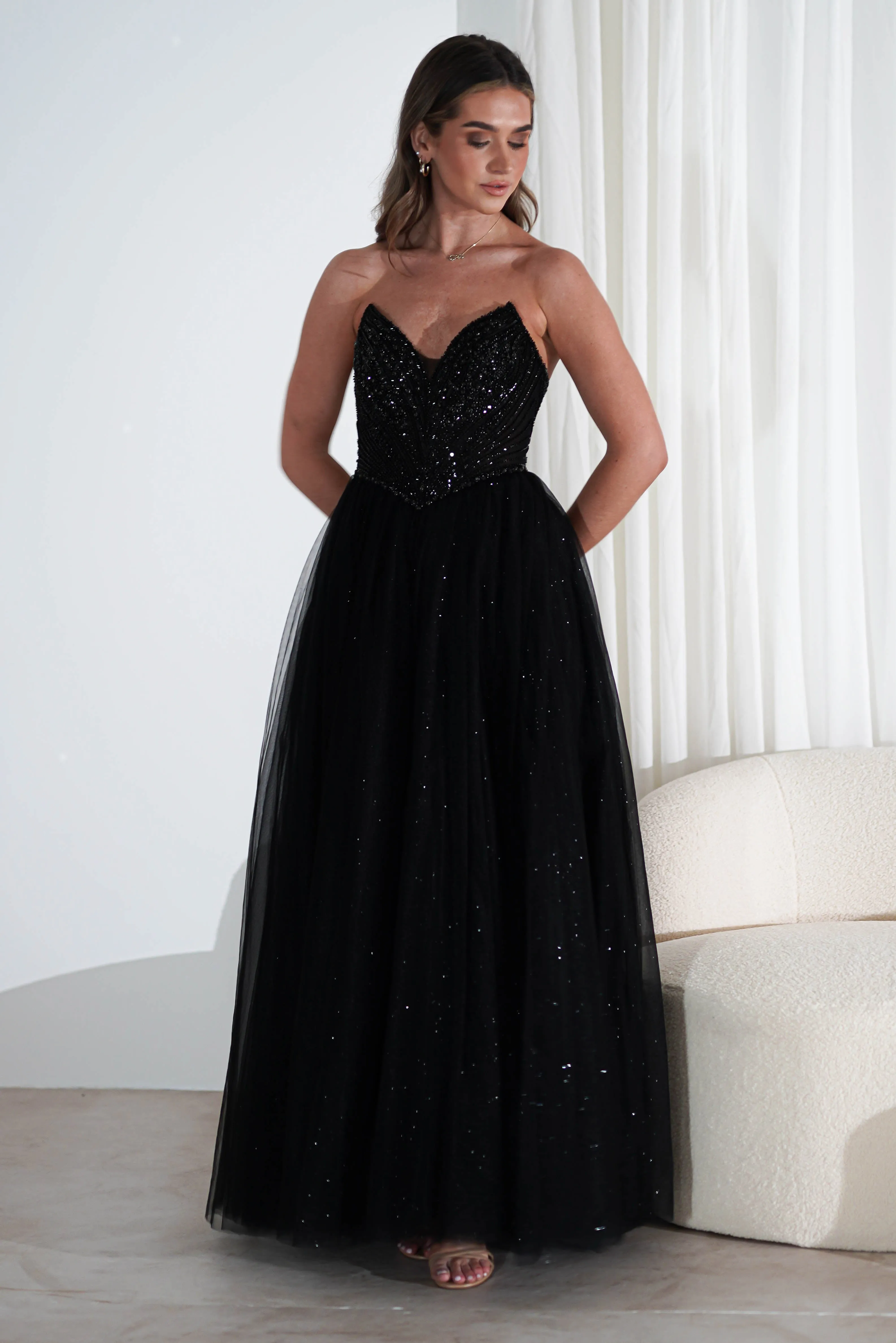 Priscilla Princess Glitter Gown | Black