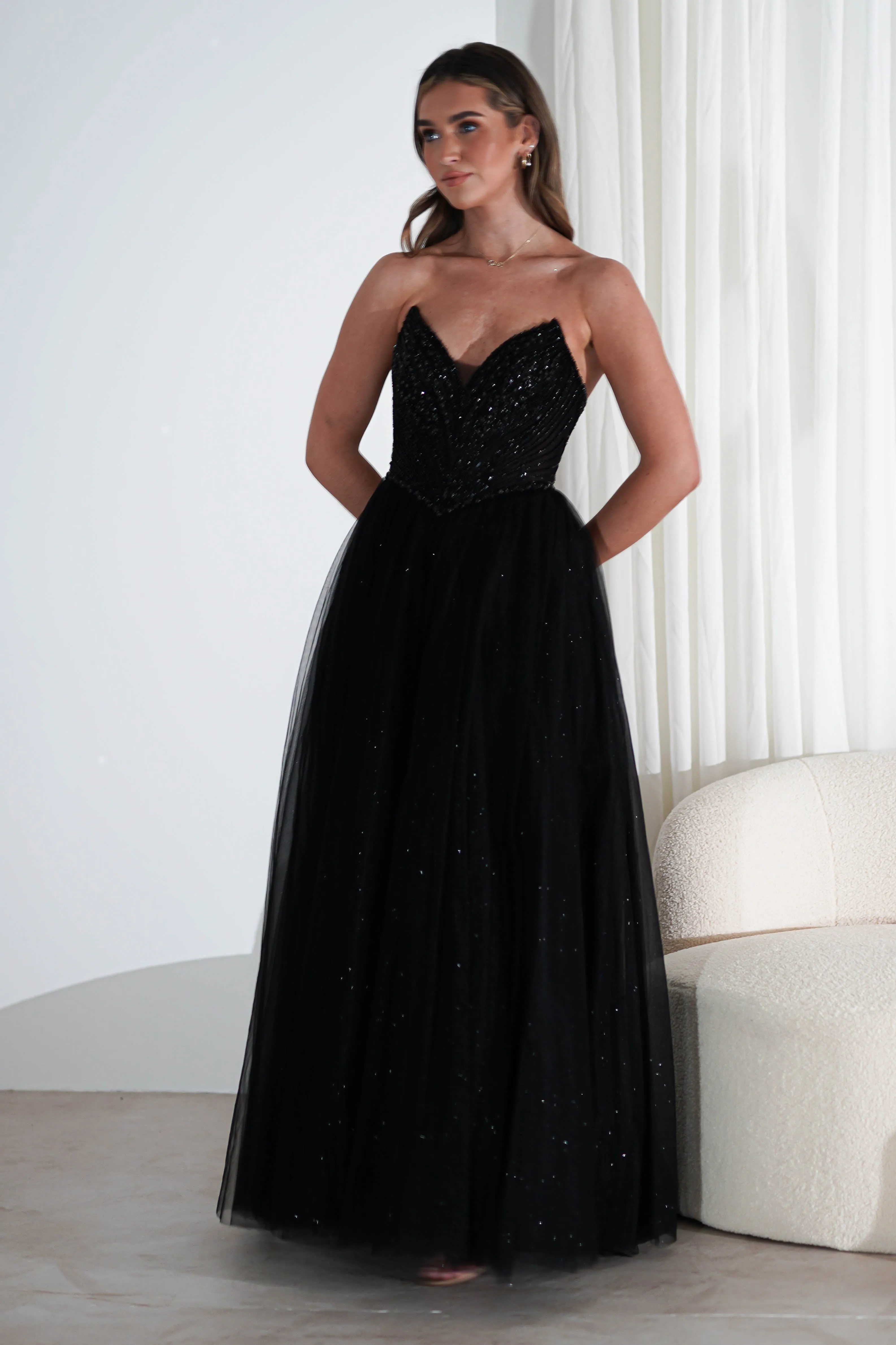 Priscilla Princess Glitter Gown | Black