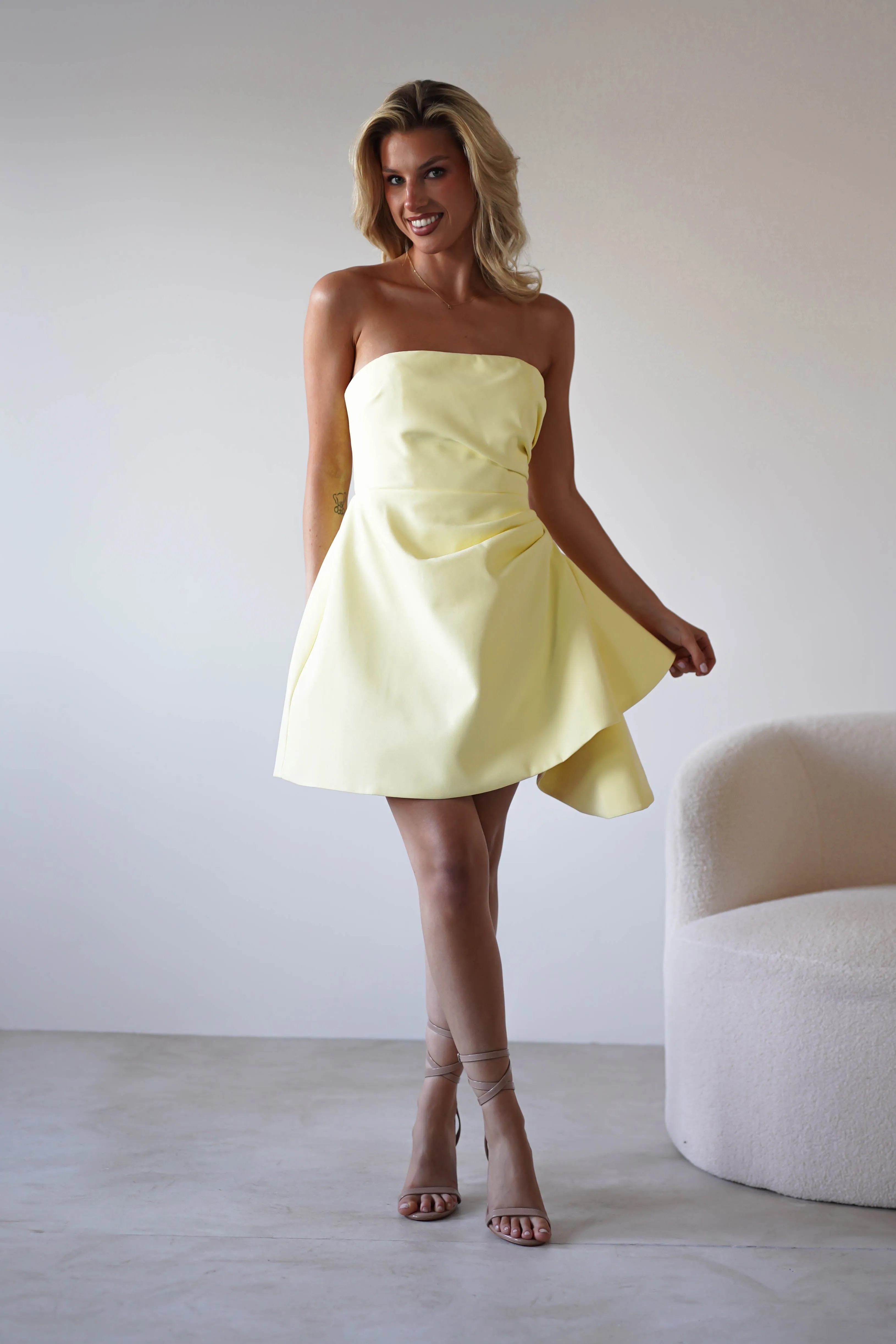 Quinta Strapless Mini Dress | Yellow