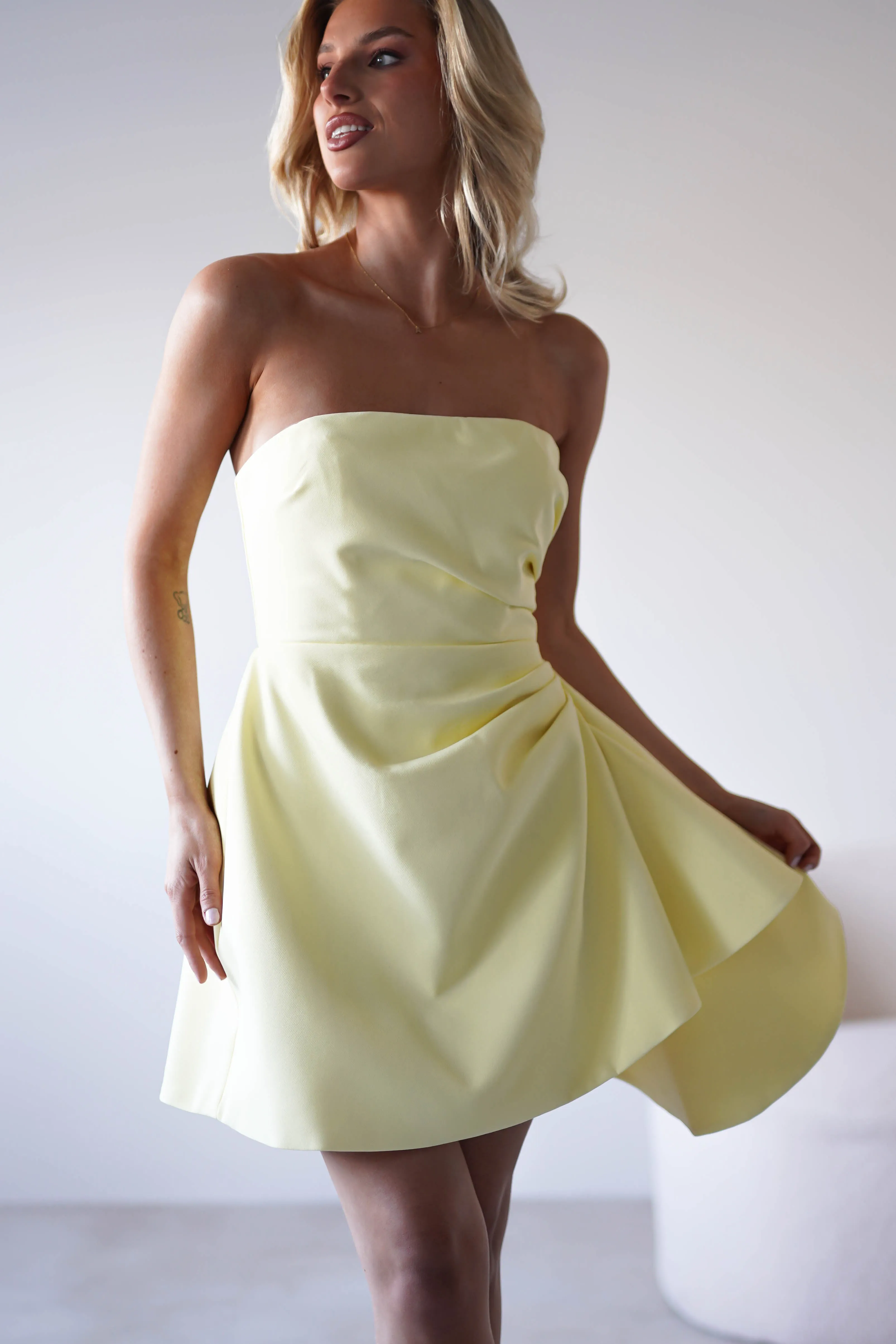 Quinta Strapless Mini Dress | Yellow