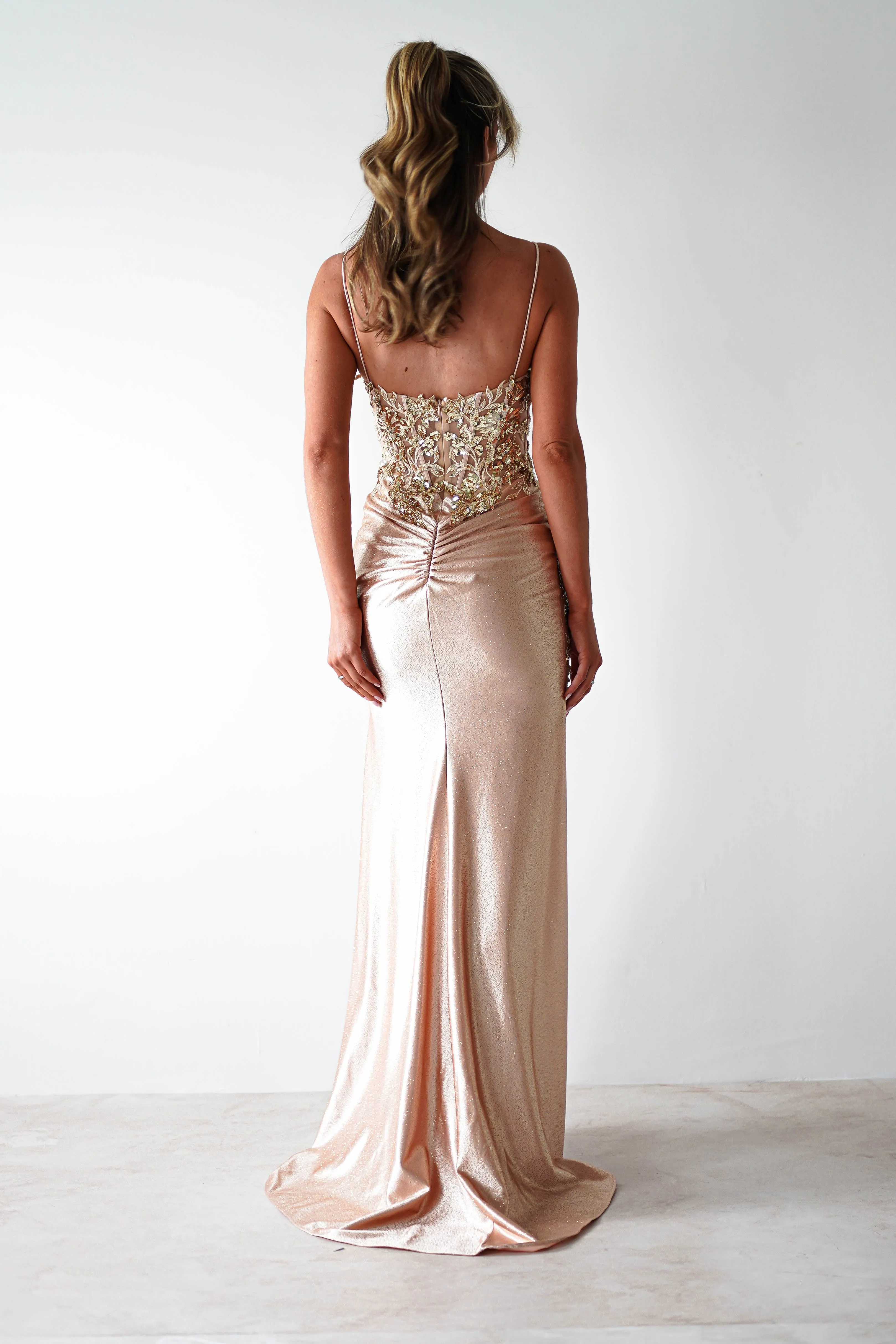 Regina Embellished Bodice Gown | Champagne/Gold
