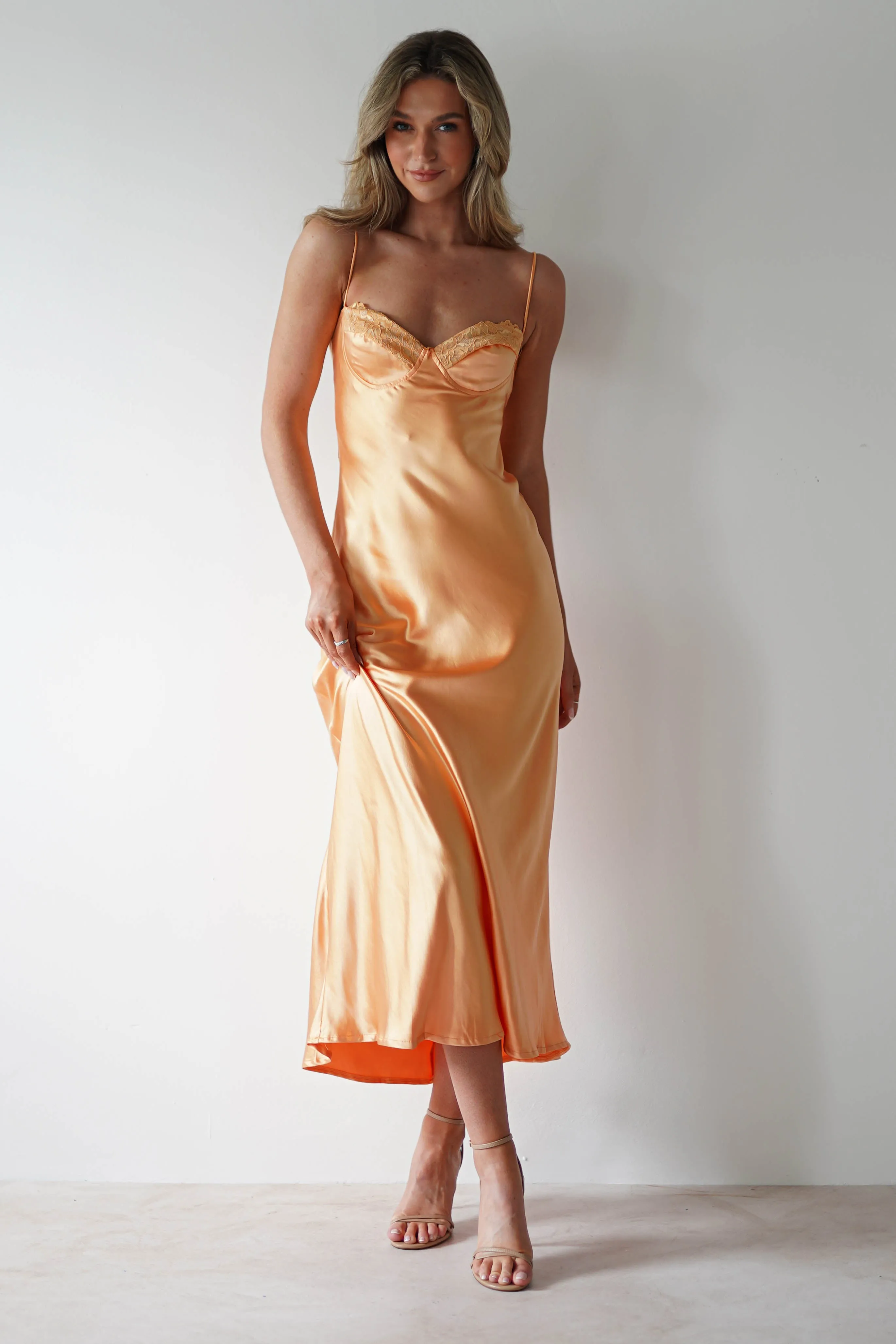 Ricci Soft Satin Maxi Dress | Melon