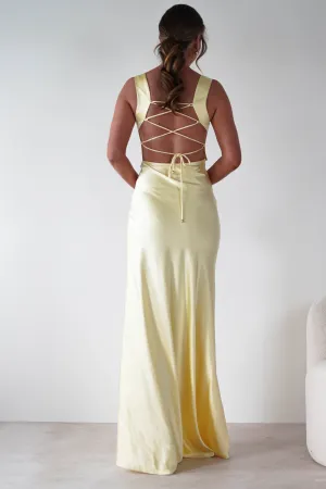Riviera Soft Satin Maxi Gown | Yellow
