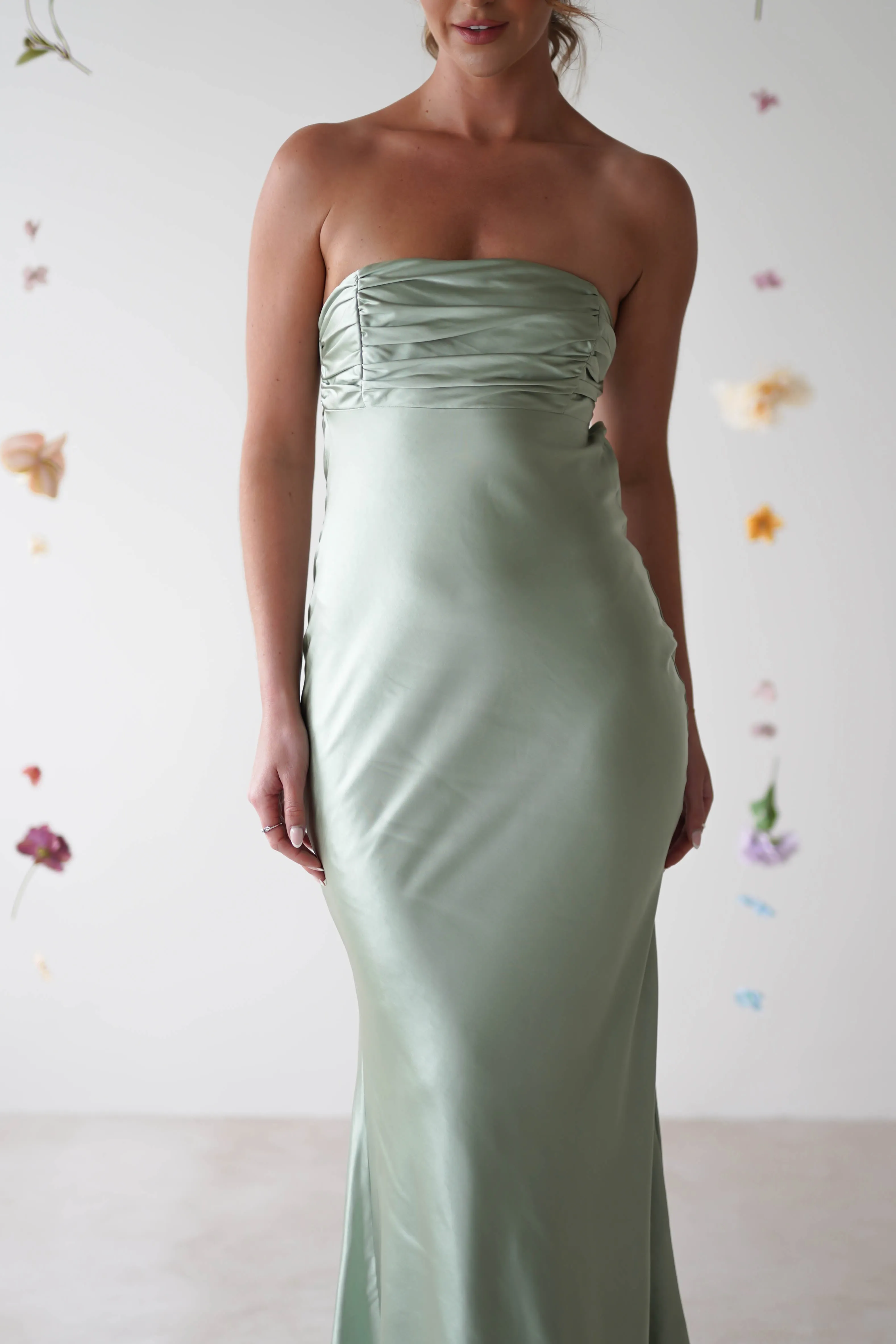 Rochelle Soft Satin Maxi Dress | Sage Green