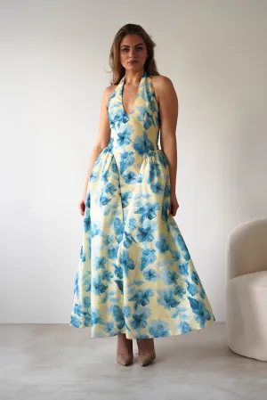 Sabine Floral Bodied Maxi Dress | Yellow/Blue